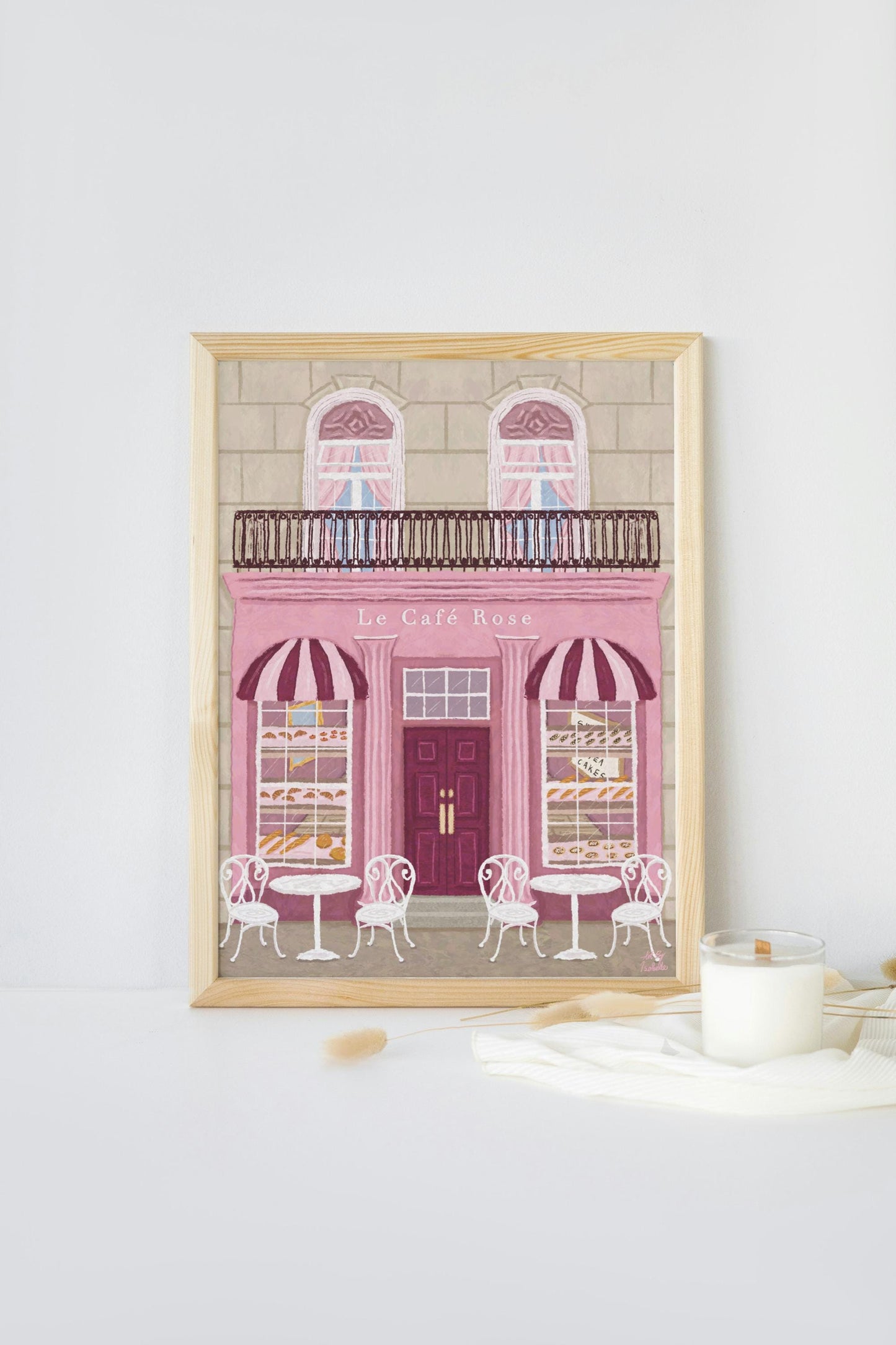 Parisian Café, French Café Print, Café Print, Bakery poster, Pink Wall Art, French Art, France, Cafe Wall Art, Coffee gift, Kitchen Wall Art