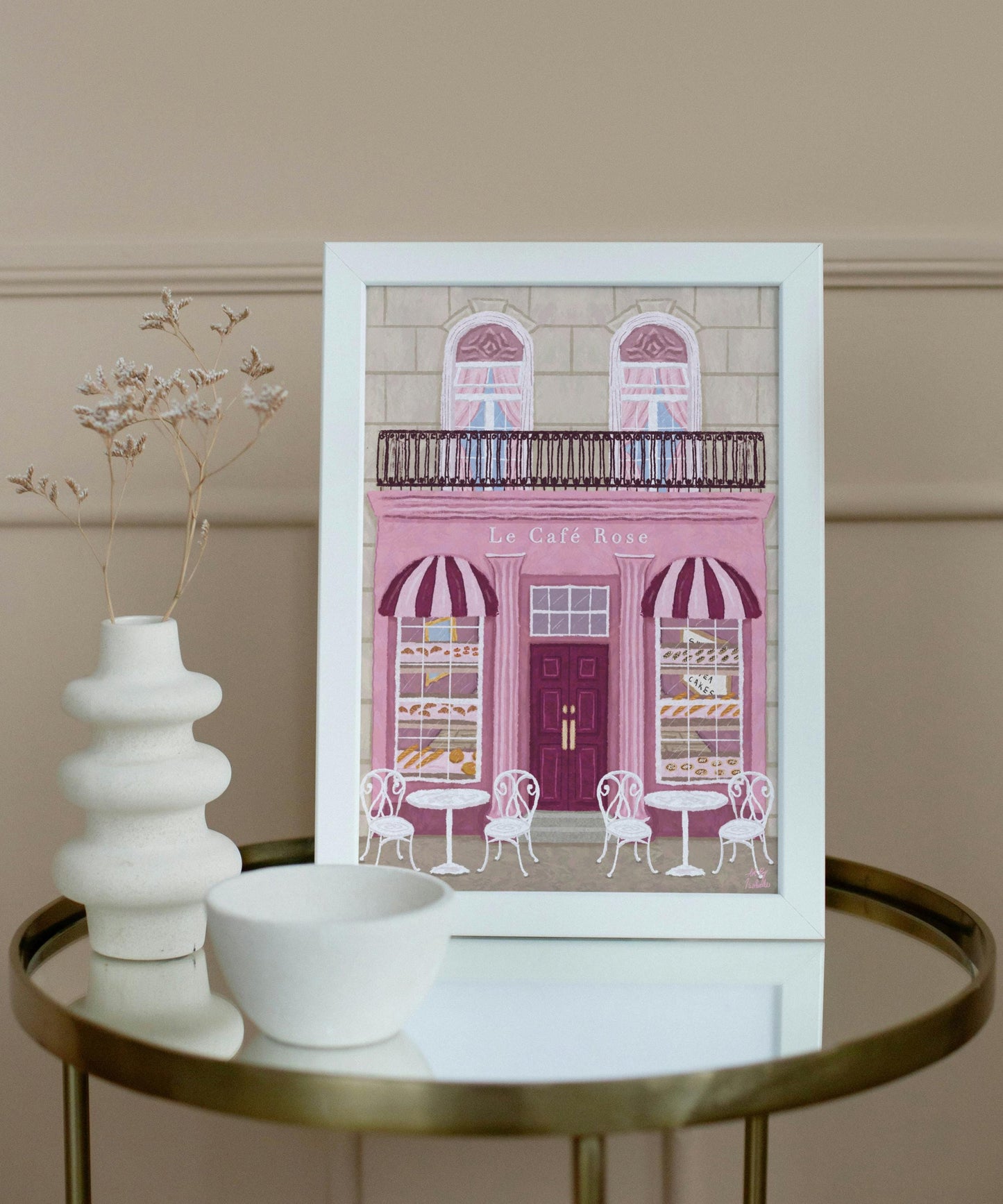 Parisian Café, French Café Print, Café Print, Bakery poster, Pink Wall Art, French Art, France, Cafe Wall Art, Coffee gift, Kitchen Wall Art