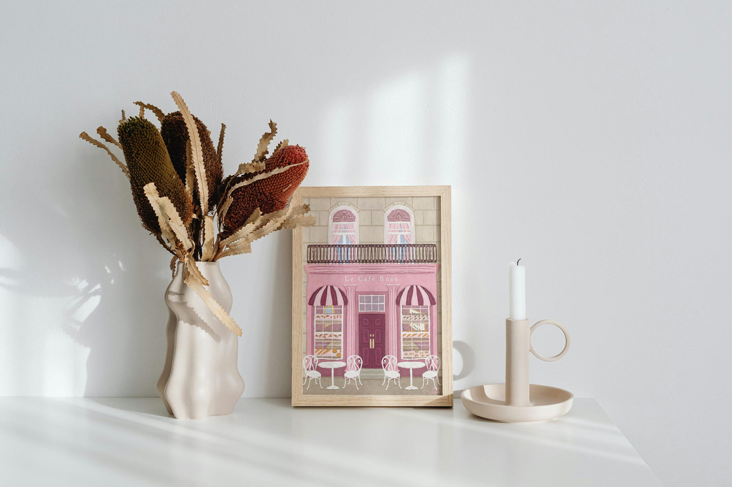 Parisian Café, French Café Print, Café Print, Bakery poster, Pink Wall Art, French Art, France, Cafe Wall Art, Coffee gift, Kitchen Wall Art