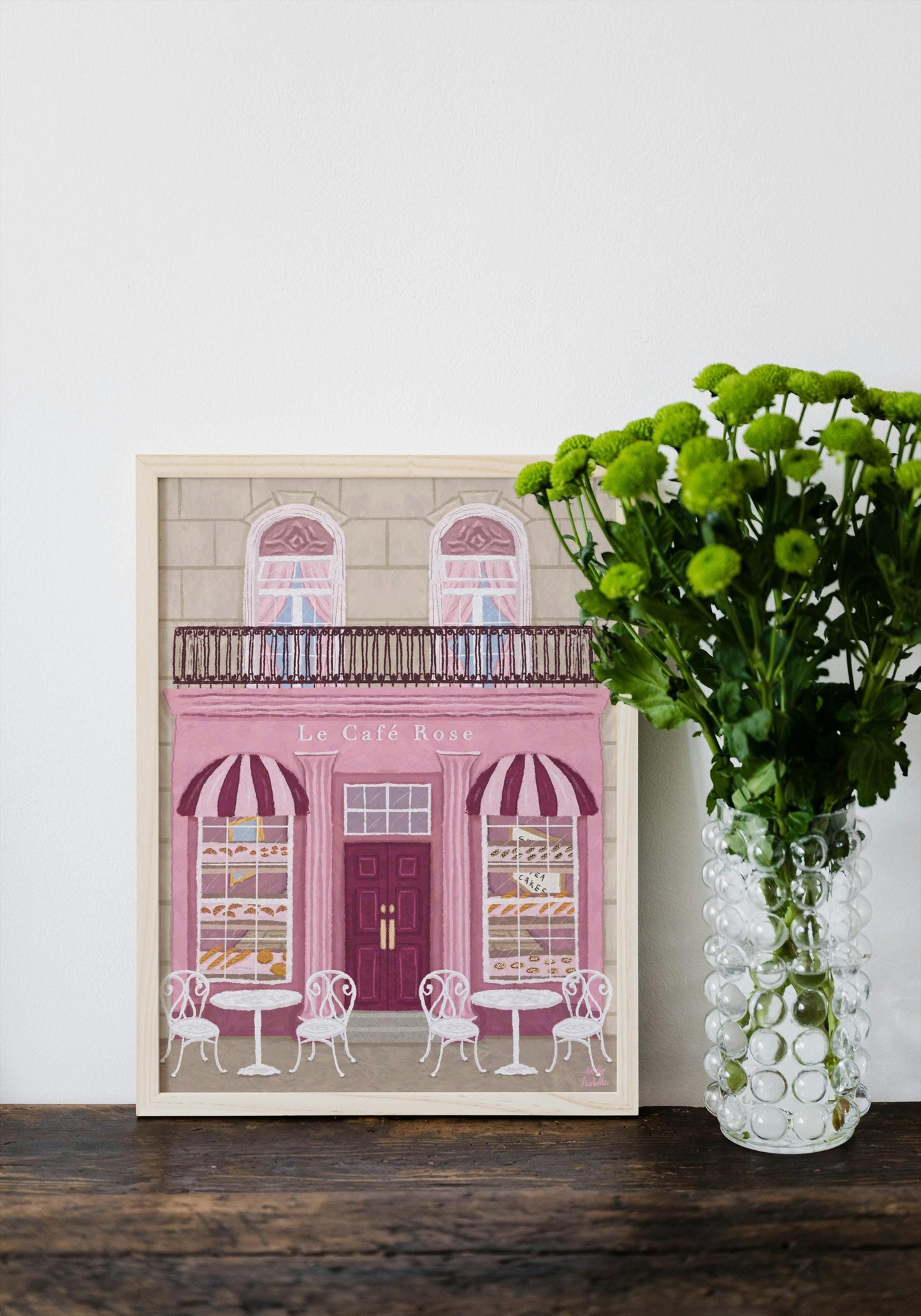 Parisian Café, French Café Print, Café Print, Bakery poster, Pink Wall Art, French Art, France, Cafe Wall Art, Coffee gift, Kitchen Wall Art
