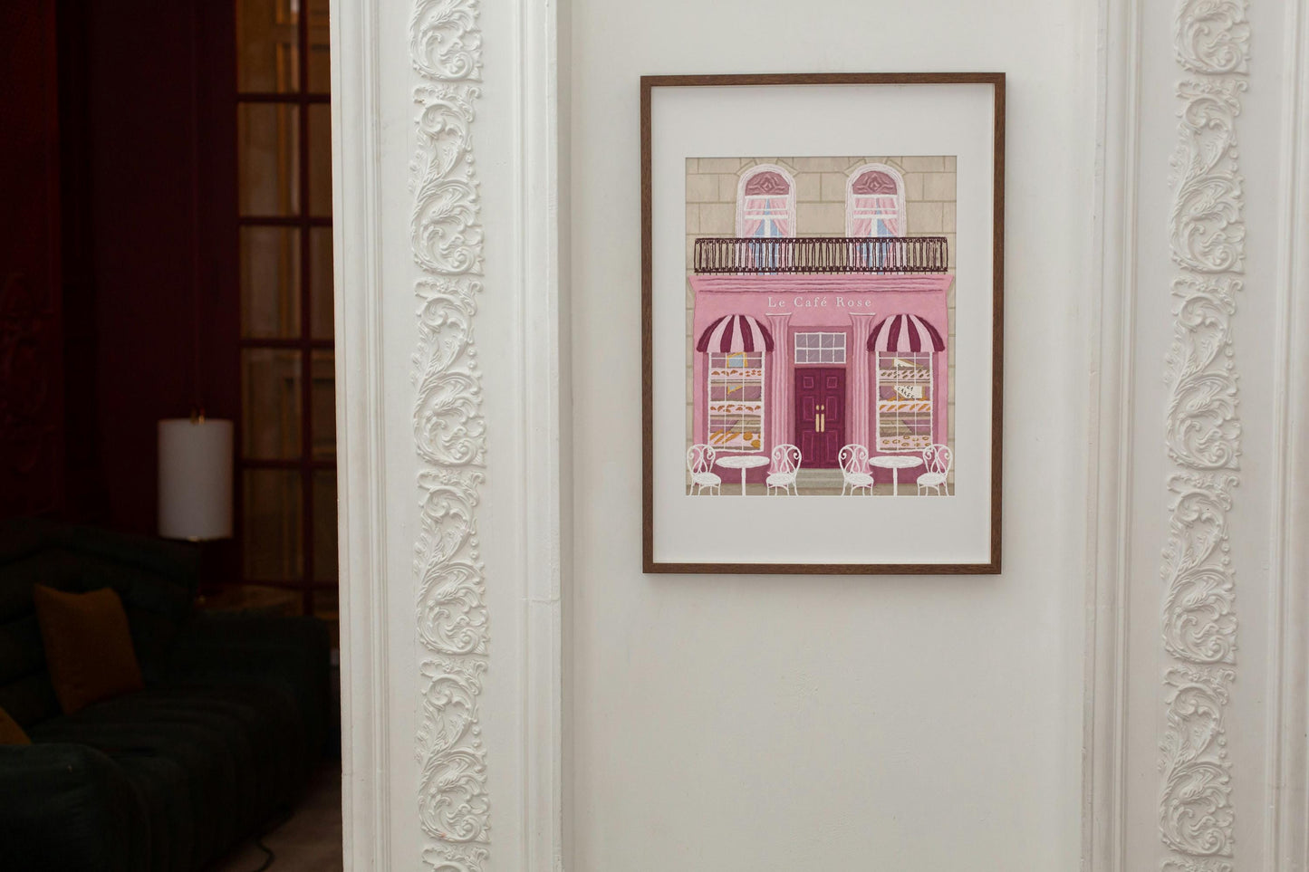 Parisian Café, French Café Print, Café Print, Bakery poster, Pink Wall Art, French Art, France, Cafe Wall Art, Coffee gift, Kitchen Wall Art
