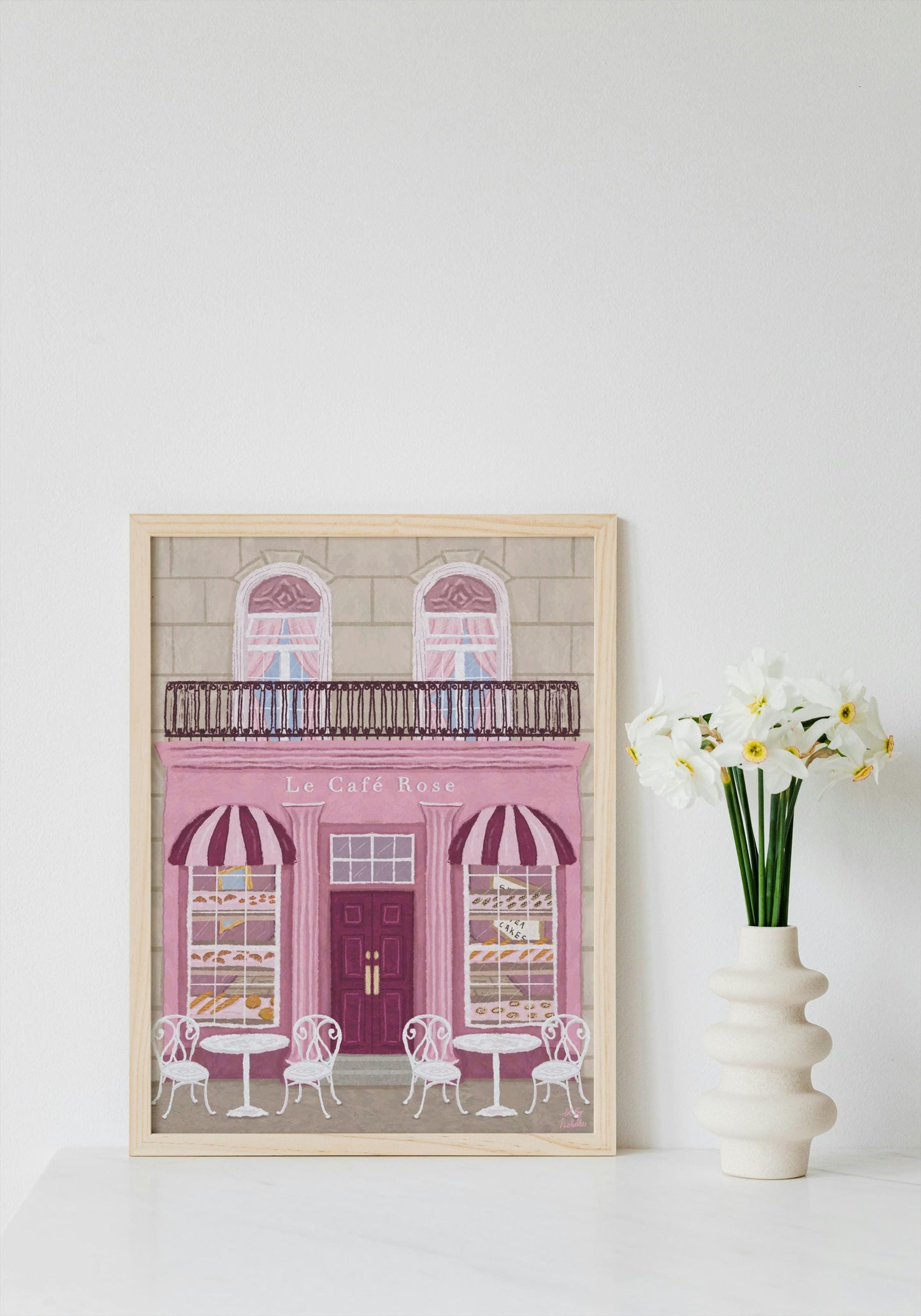 Parisian Café, French Café Print, Café Print, Bakery poster, Pink Wall Art, French Art, France, Cafe Wall Art, Coffee gift, Kitchen Wall Art