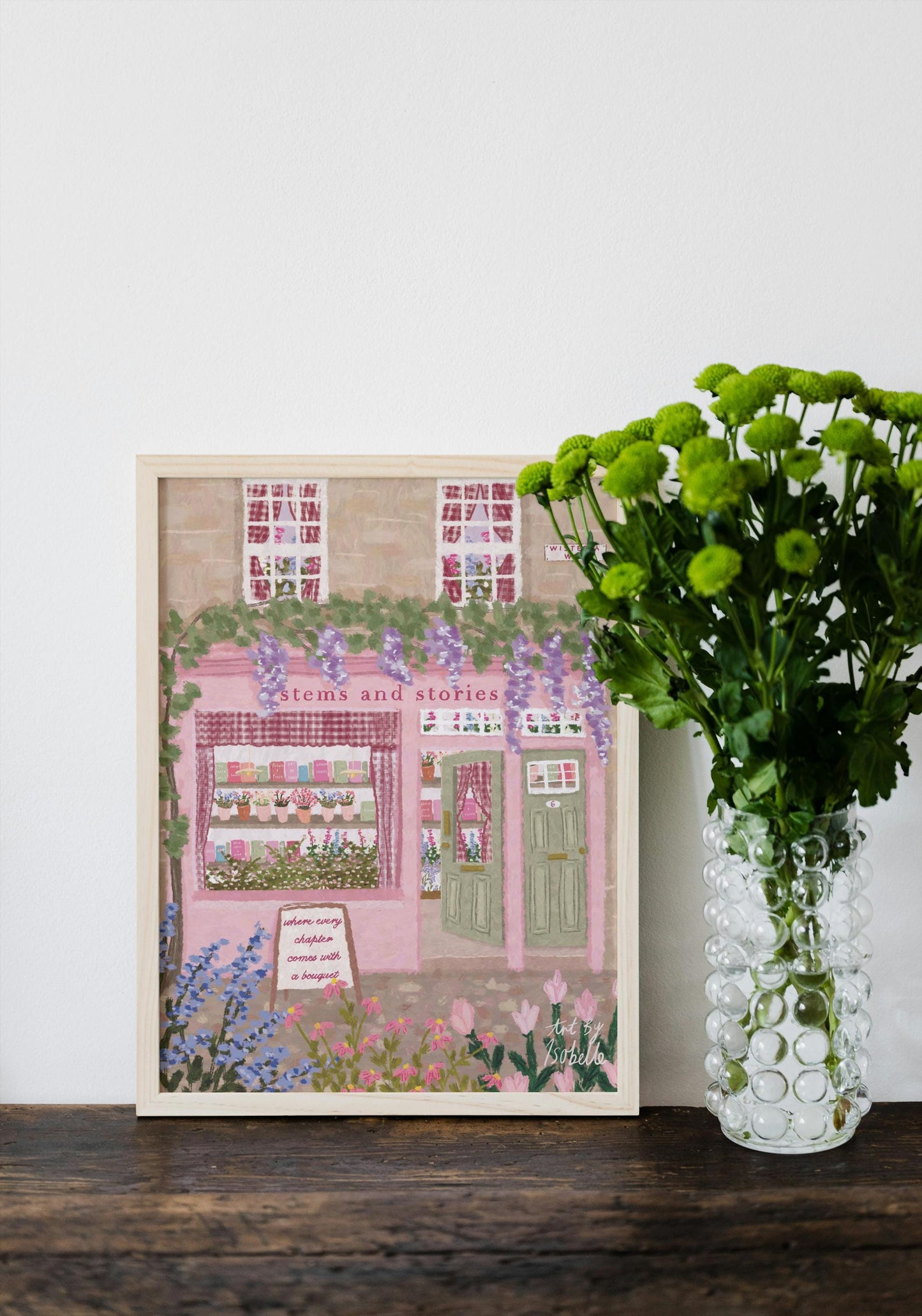 Book & Flower Shop Art Print, Bookshop art, Book art print, Bookshop, Library art print, Bookworm art, Florist art print, Floral Art