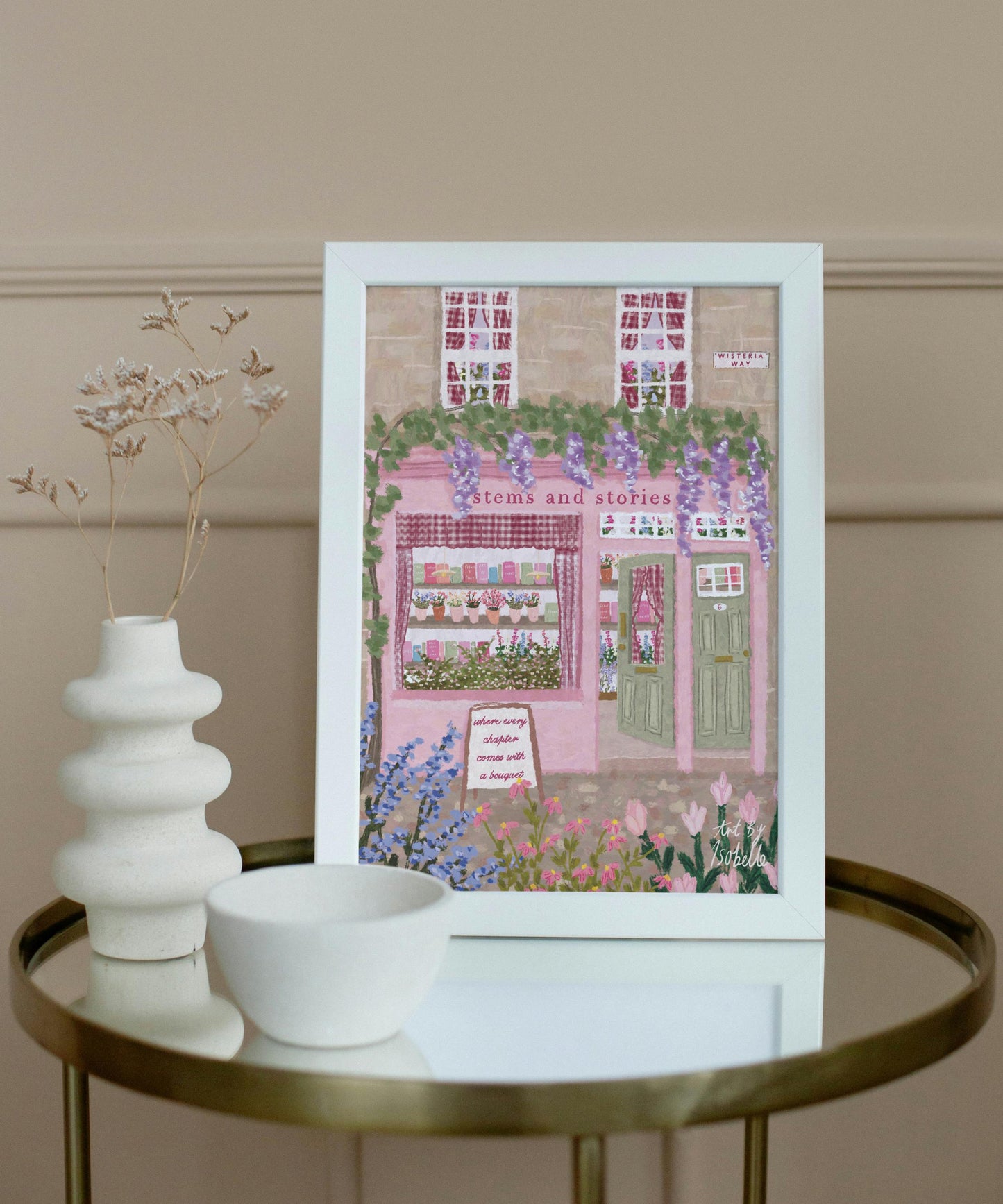 Book & Flower Shop Art Print, Bookshop art, Book art print, Bookshop, Library art print, Bookworm art, Florist art print, Floral Art