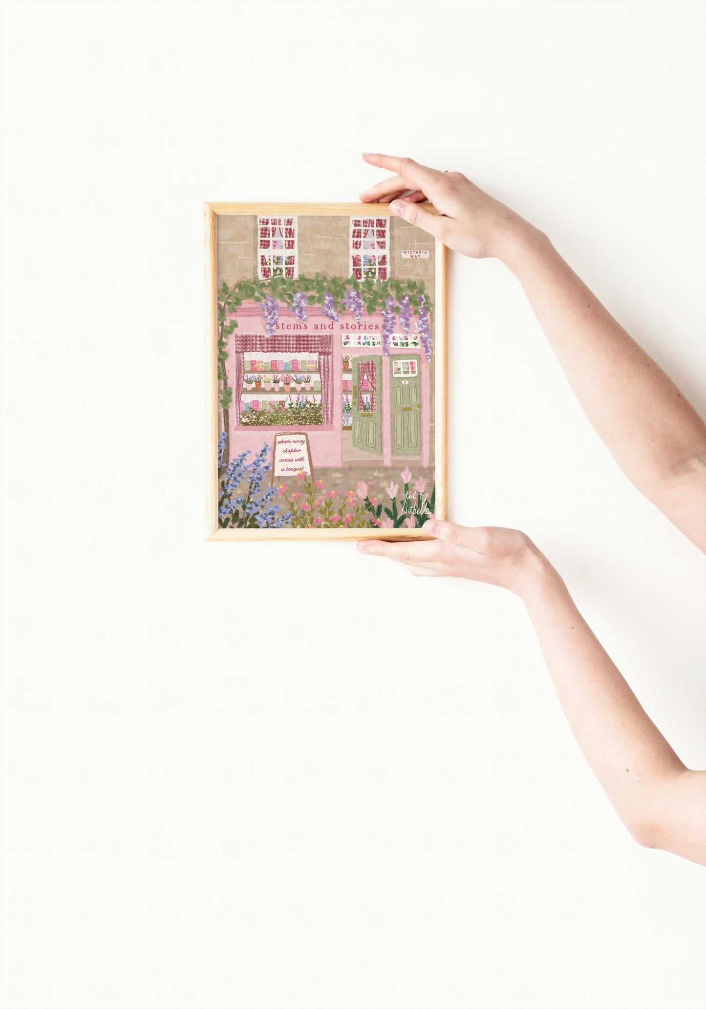 Book & Flower Shop Art Print, Bookshop art, Book art print, Bookshop, Library art print, Bookworm art, Florist art print, Floral Art