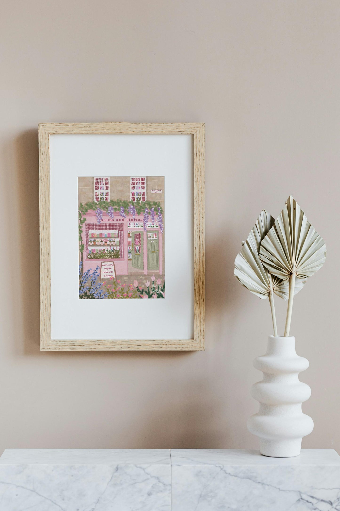 Book & Flower Shop Art Print, Bookshop art, Book art print, Bookshop, Library art print, Bookworm art, Florist art print, Floral Art