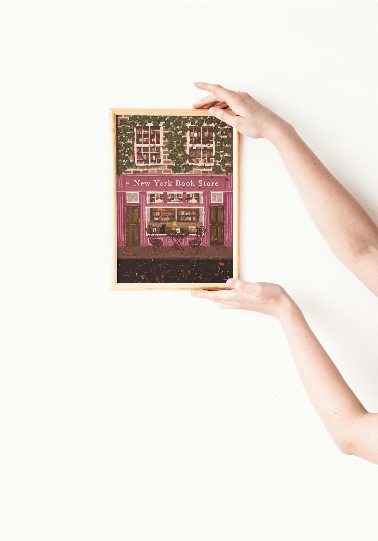 New York Bookshop Print: Whimsical Autumn/Fall Wall Art