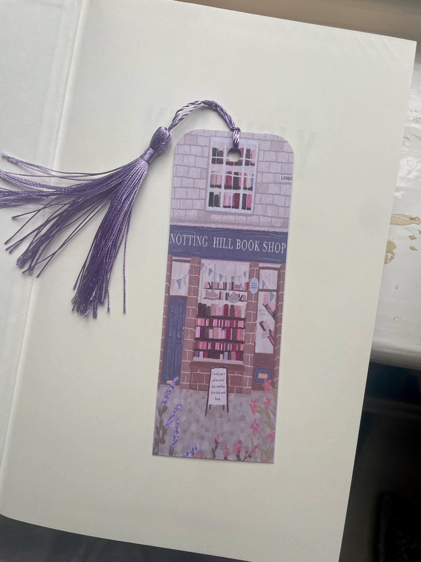 Notting Hill Bookshop Bookmark | Illustrated London Book Lover Gift | Custom Tassel & Corner Style | Literary Reading Accessory