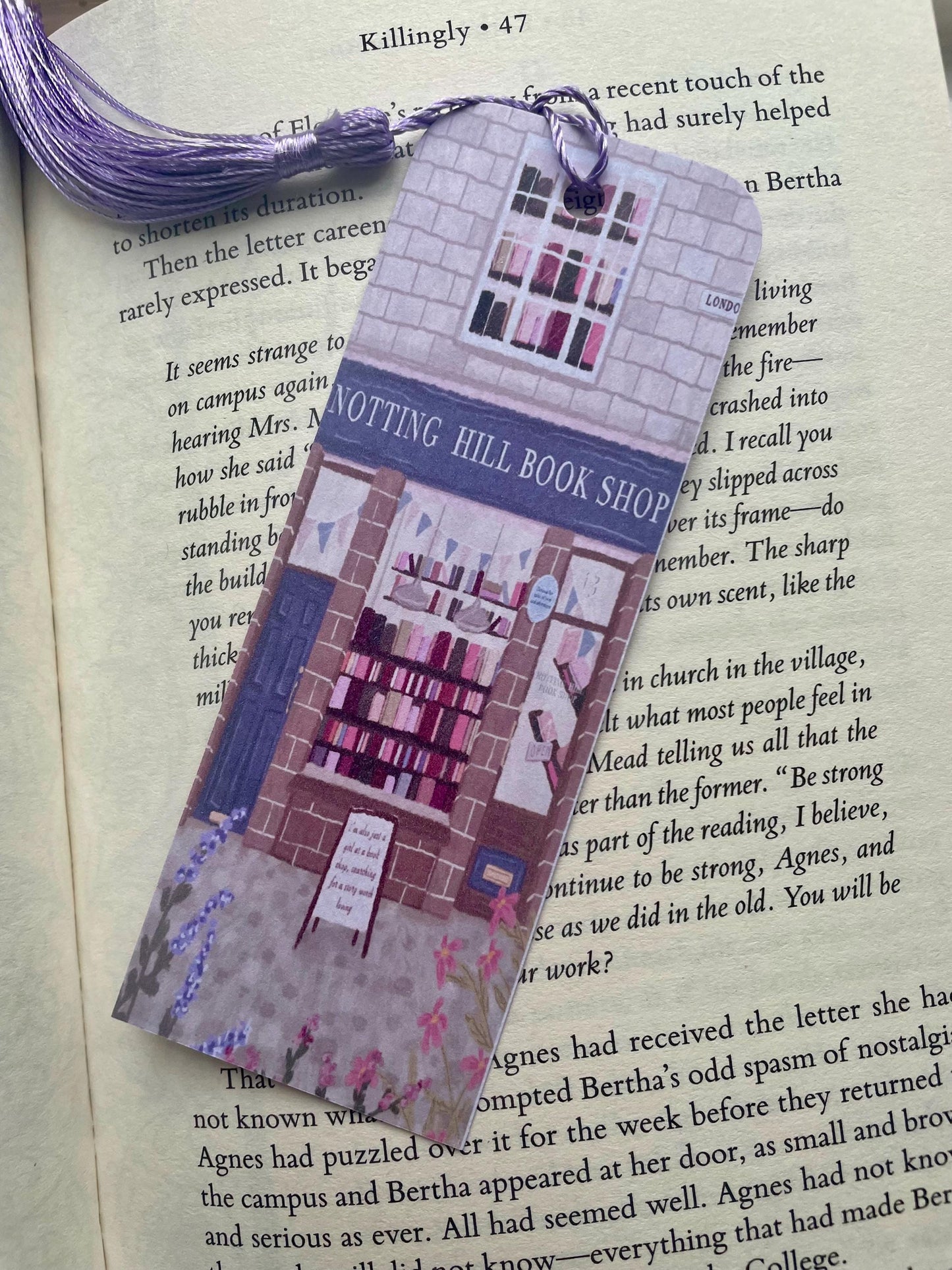 Notting Hill Bookshop Bookmark | Illustrated London Book Lover Gift | Custom Tassel & Corner Style | Literary Reading Accessory