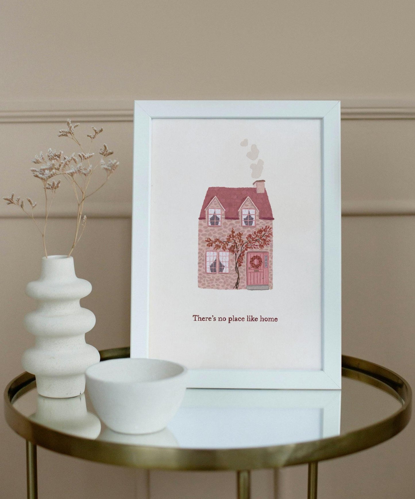 Cosy Cottage Wall Art | “There’s No Place Like Home” Print | Whimsical Home Decor
