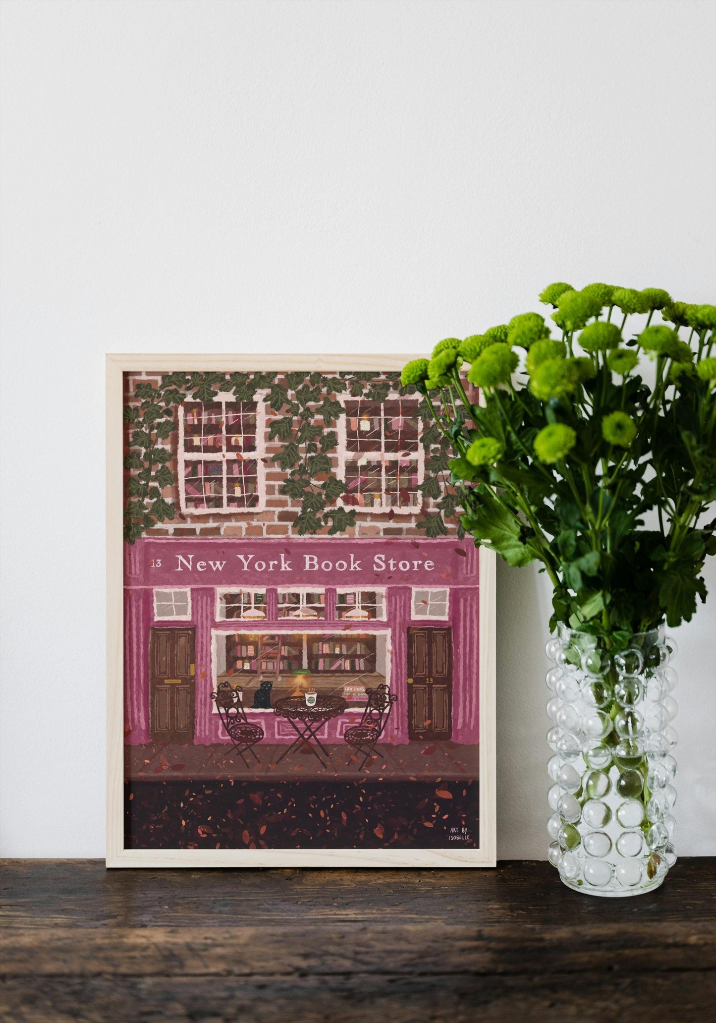 New York Bookshop Print: Whimsical Autumn/Fall Wall Art