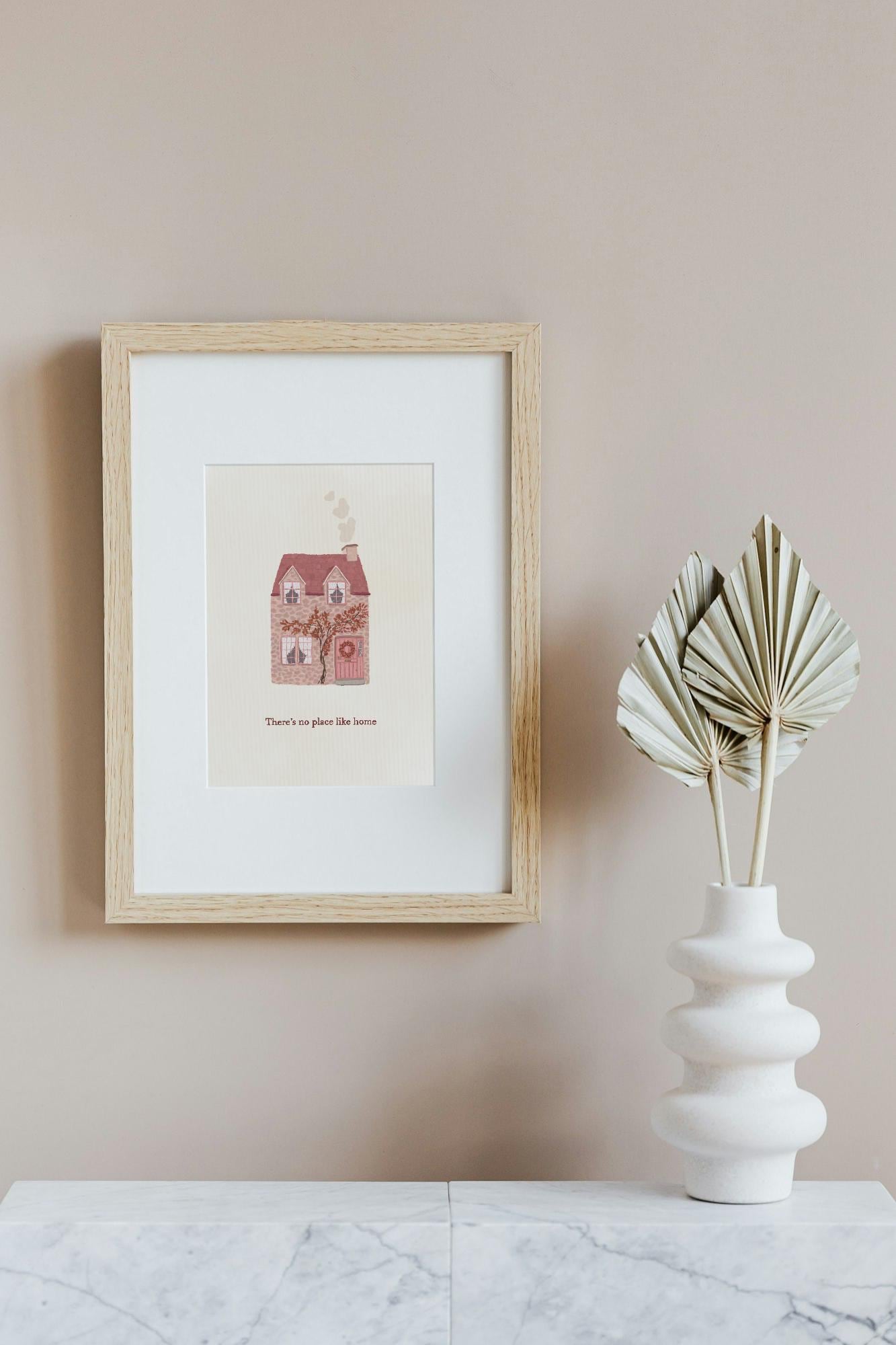 Cosy Cottage Wall Art | “There’s No Place Like Home” Print | Whimsical Home Decor