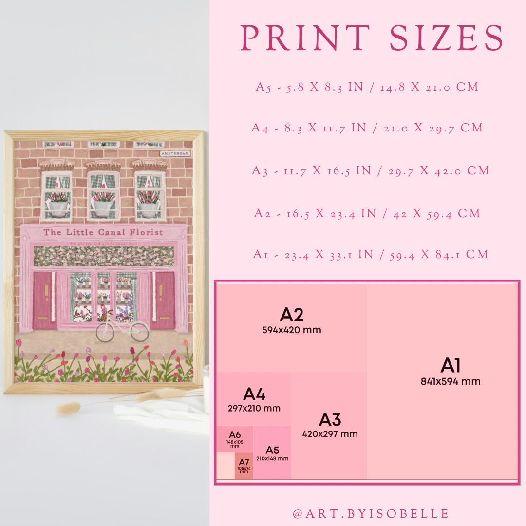 Eiffel Tower Paris Art Print, Parisian Home Decor, Paris Travel Print, Cottagecore French Café Illustration, Pastel Pink Travel Print