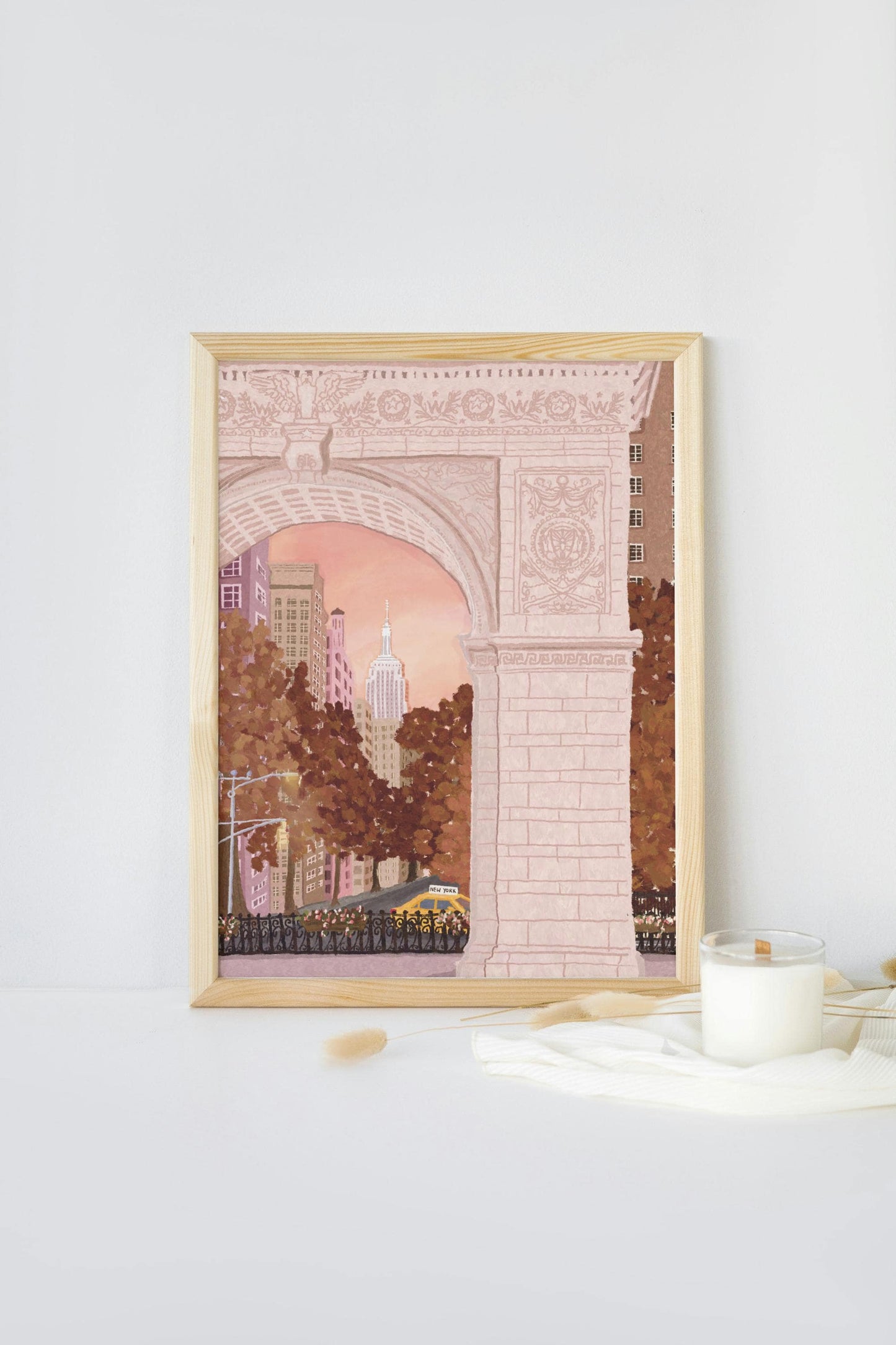 Washington Square New York Fall, New York Autumn, New York City Print, Empire State Building Print