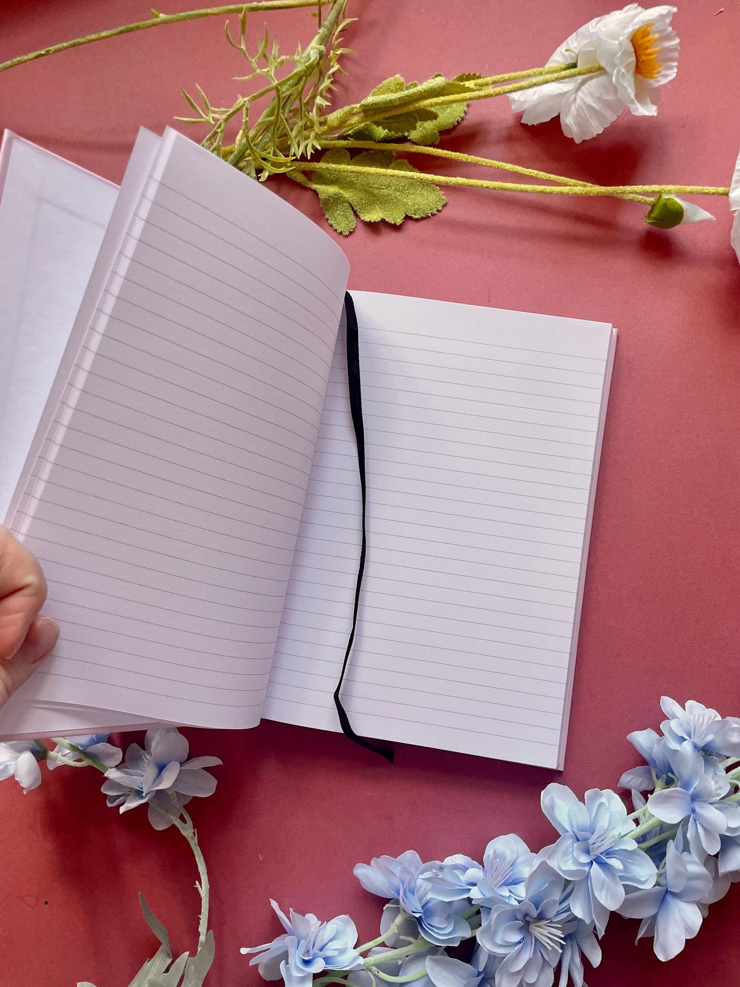 Pink Hardback A5 Notebook, The Old Book Shop Cover, Illustrated Journal, Whimsical Stationery Gift