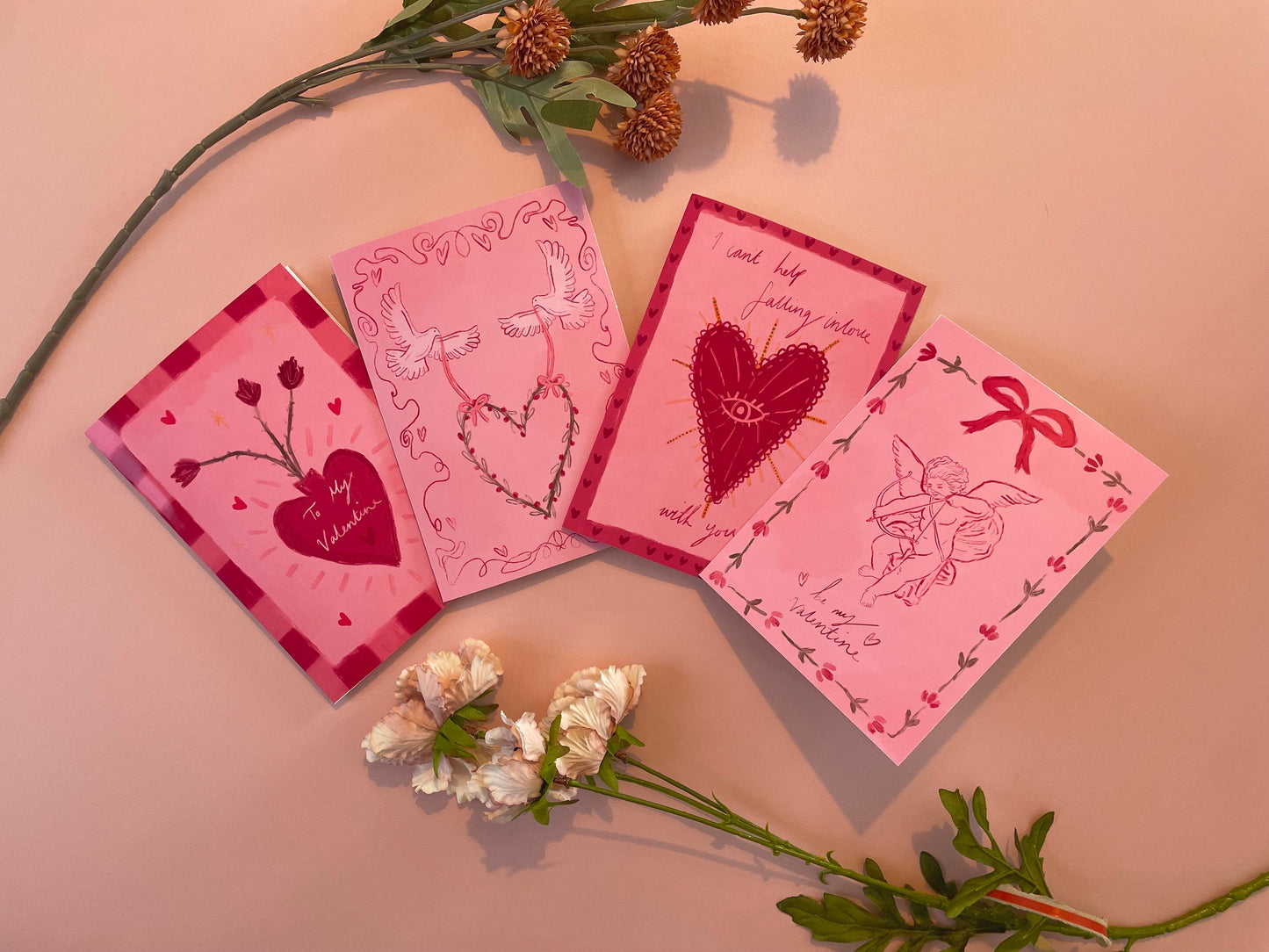 Vintage Cupid Valentines Card 5x7inch, Valentines Greeting Card, Vintage Cupid Card, Pink Romantic Card, Victorian Valentines Card