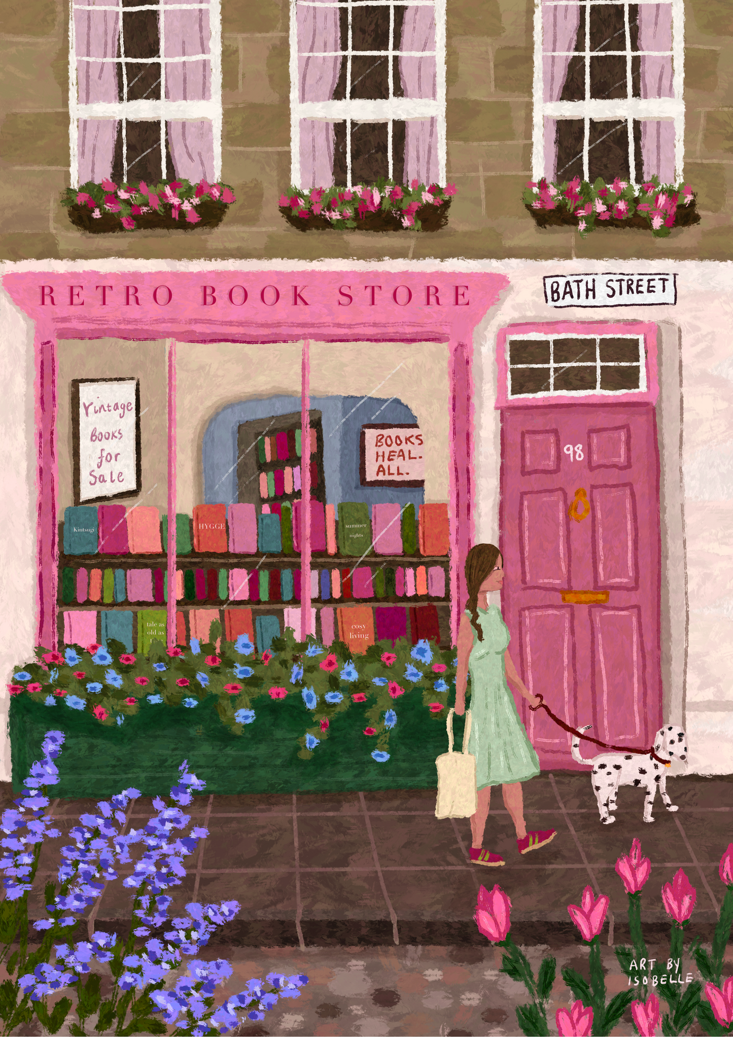 Retro Book Store Print