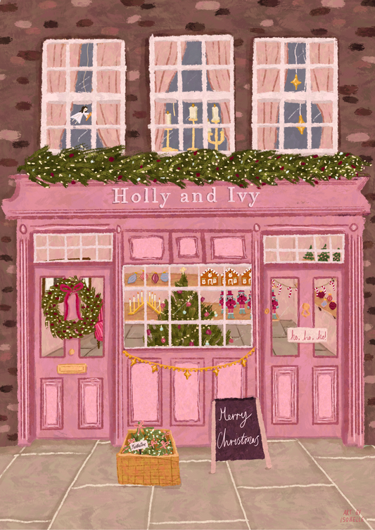 Holly and Ivy Christmas Shop Print