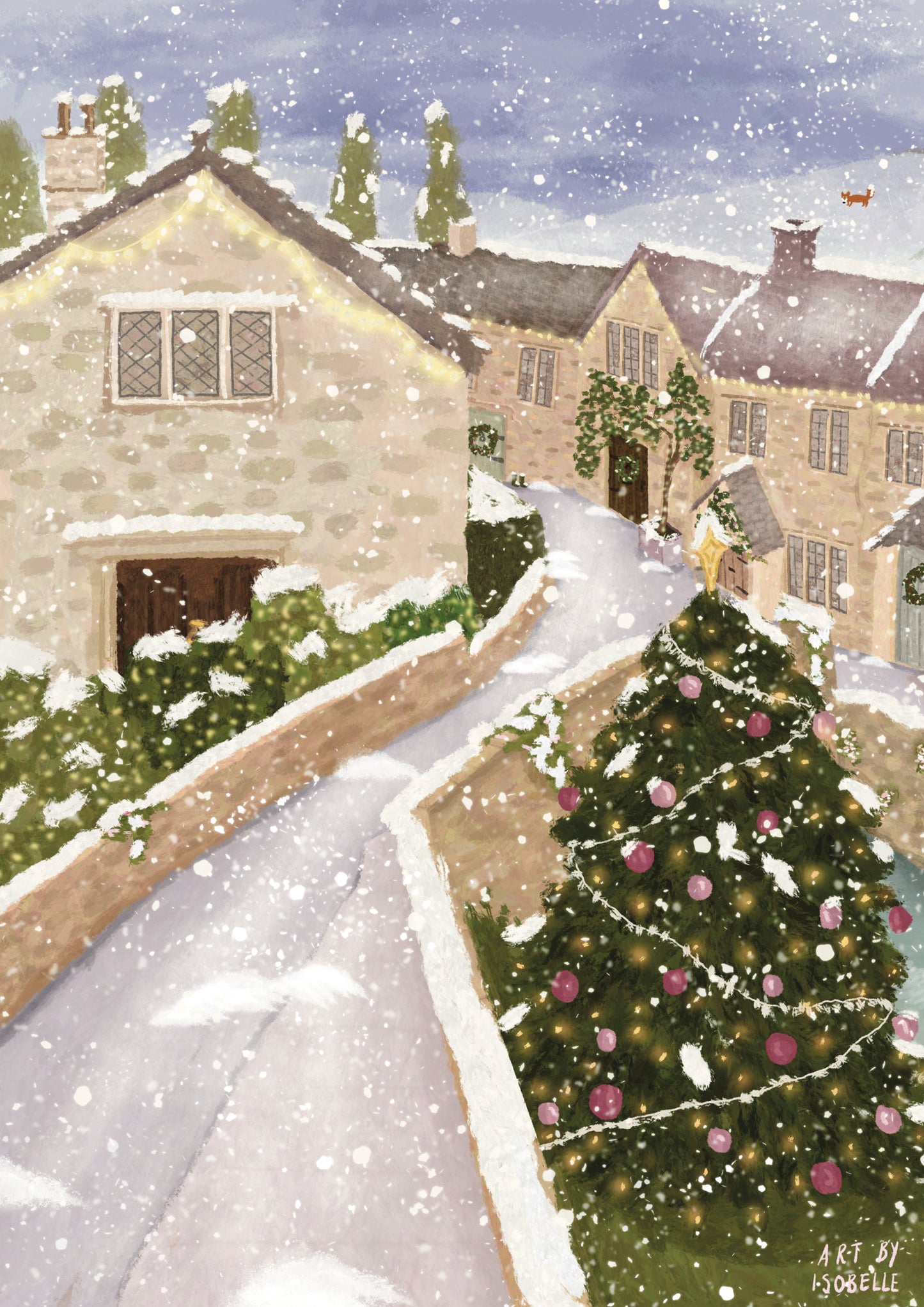 Castle Combe, Cotswolds at Christmas Print