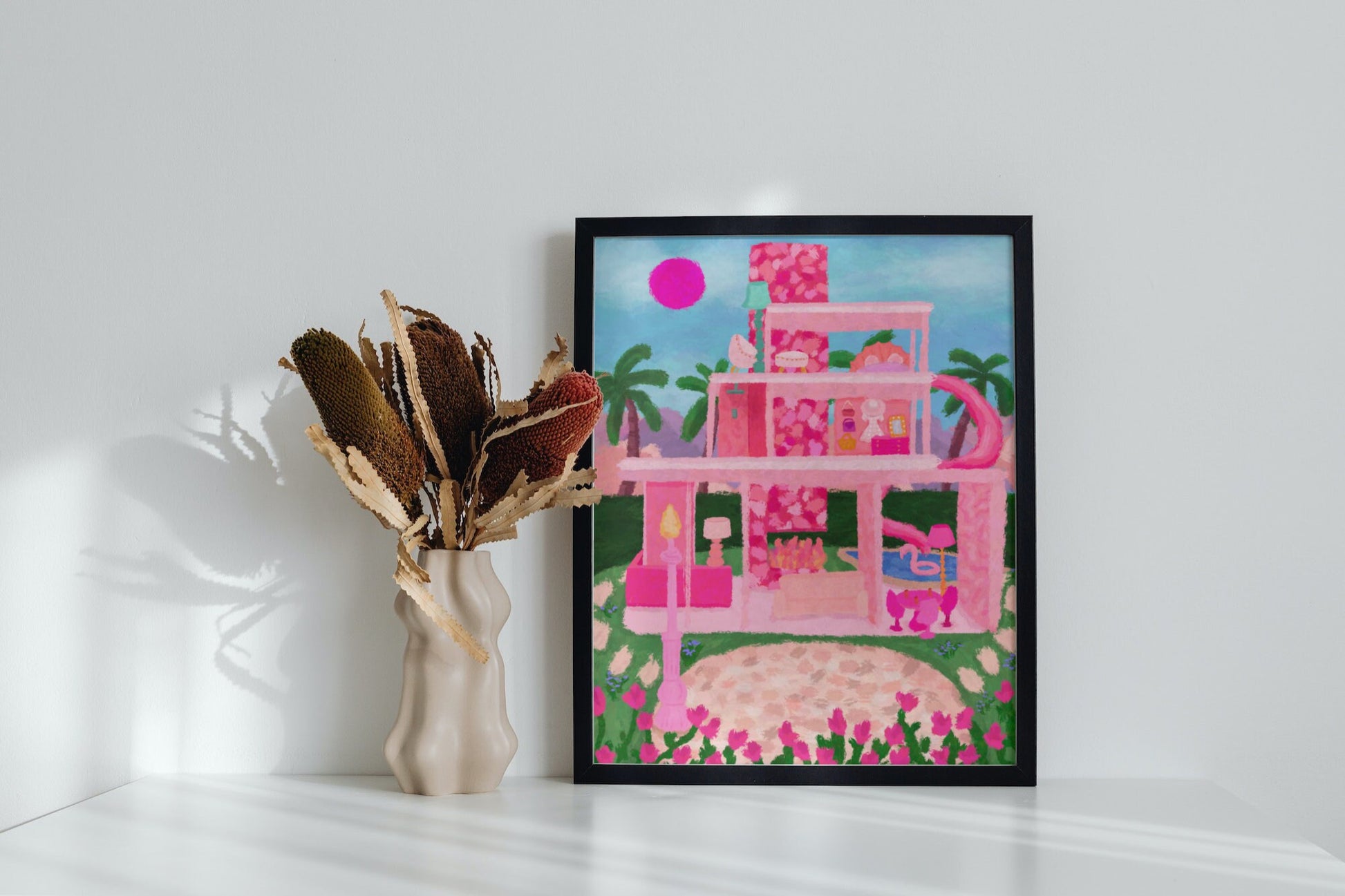 Malibu Dream House Print, Doll House Print, Pink Colourful Art, Dream House Poster, Gift For Her