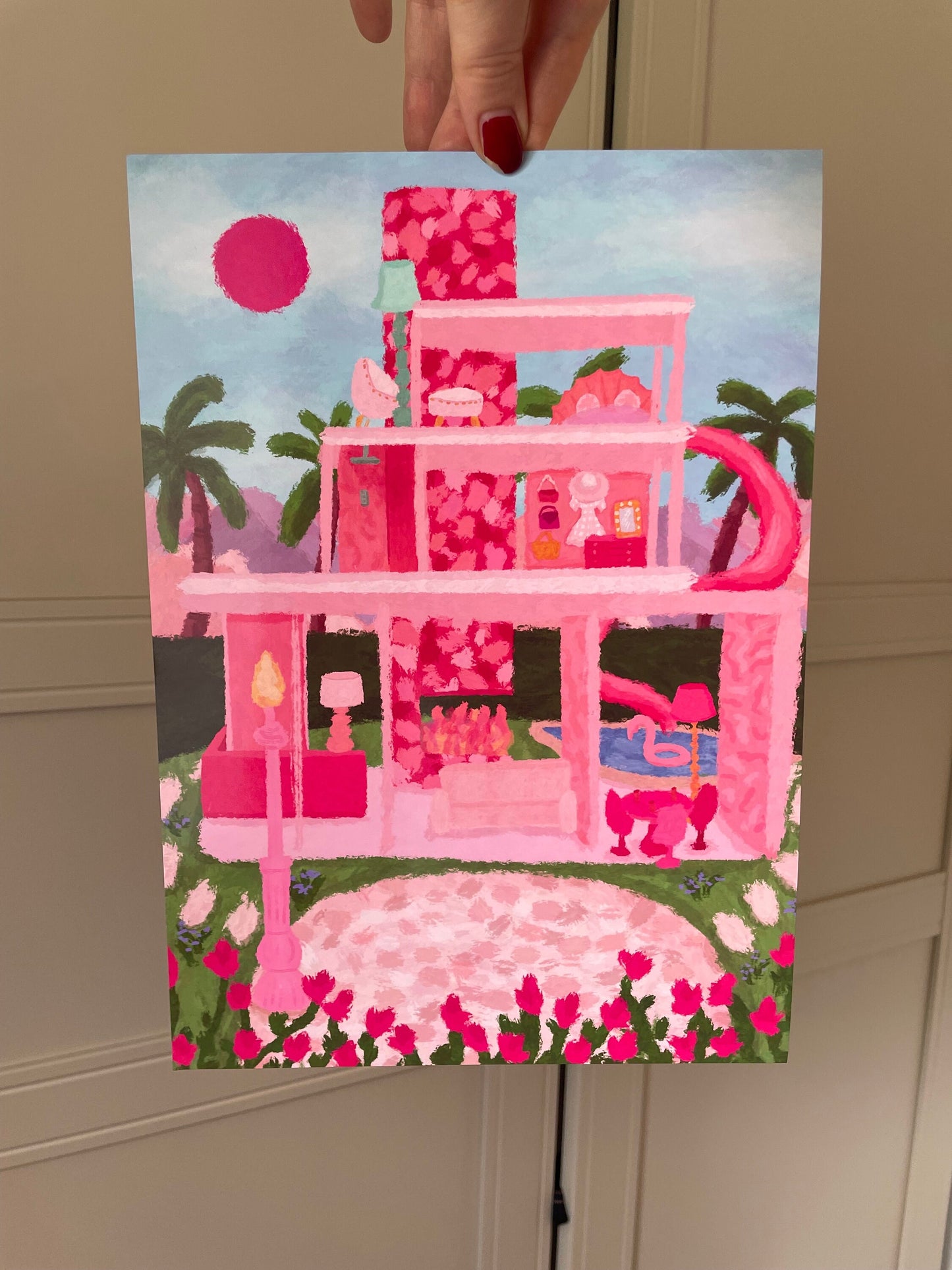 Malibu Dream House Print, Doll House Print, Pink Colourful Art, Dream House Poster, Gift For Her