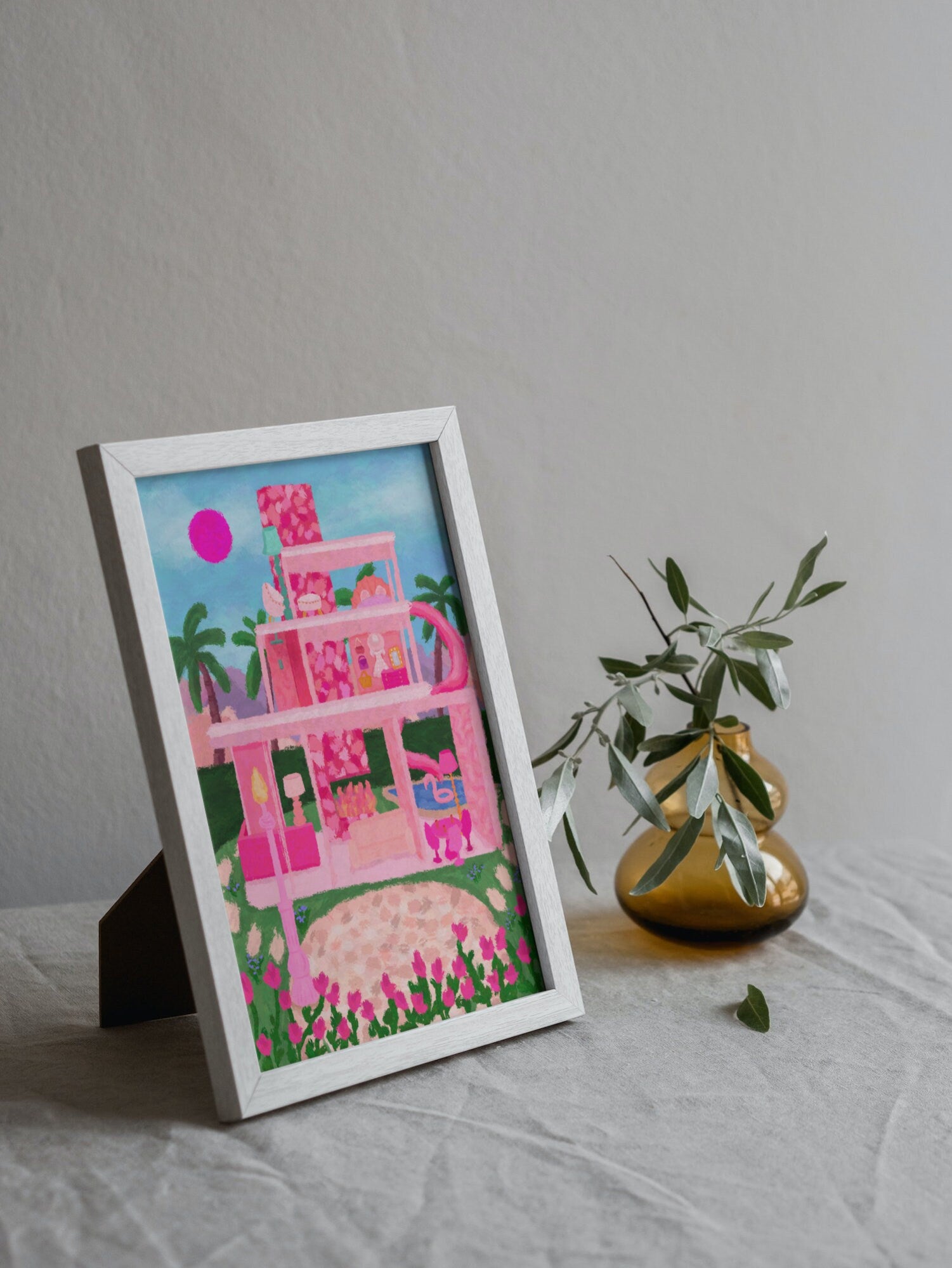 Malibu Dream House Print, Doll House Print, Pink Colourful Art, Dream House Poster, Gift For Her