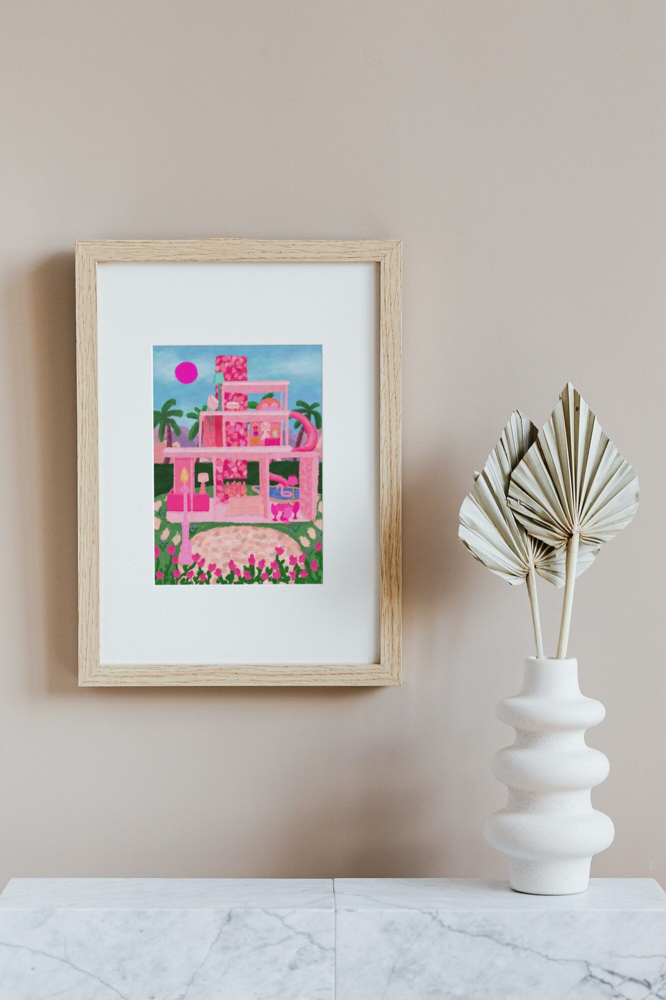 Malibu Dream House Print, Doll House Print, Pink Colourful Art, Dream House Poster, Gift For Her