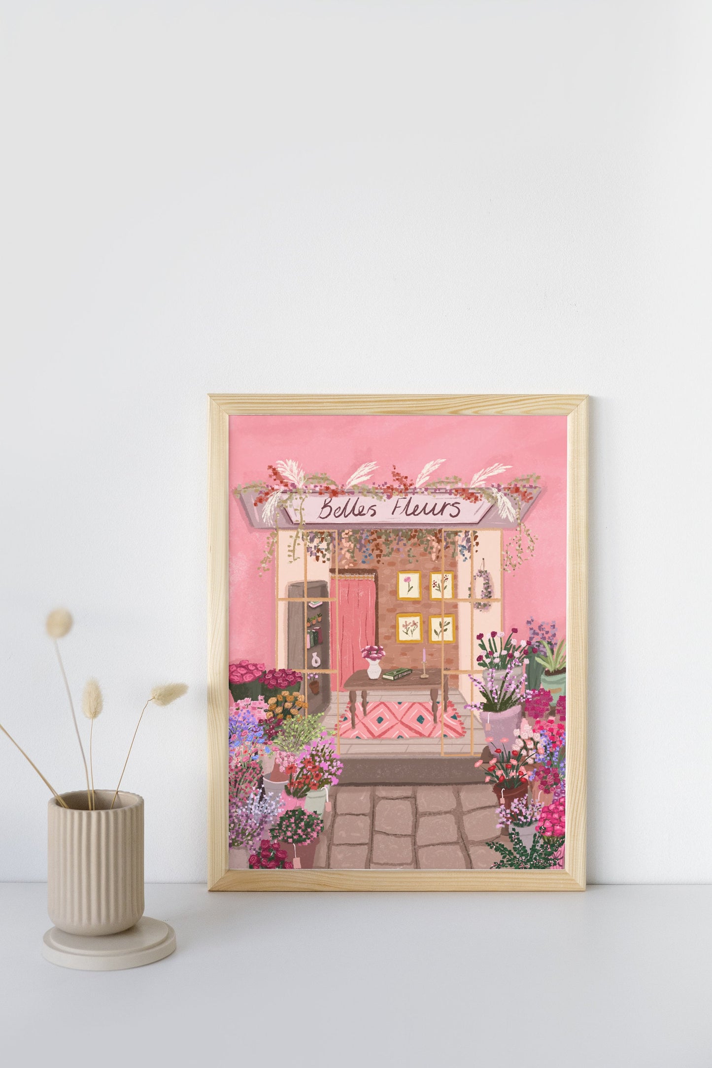 Flower Shop Print, Florist Art Print, Flower Shop, Floral wall art, Home decor, Florist gift, Floral Wall Decor, Housewarming gift, Pink Art