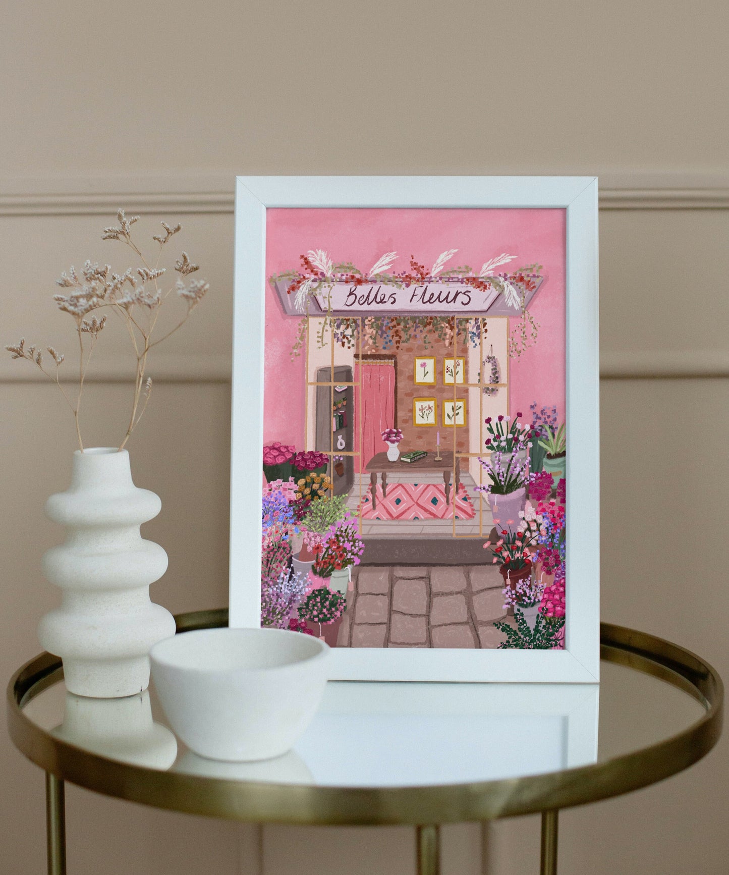 Flower Shop Print, Florist Art Print, Flower Shop, Floral wall art, Home decor, Florist gift, Floral Wall Decor, Housewarming gift, Pink Art