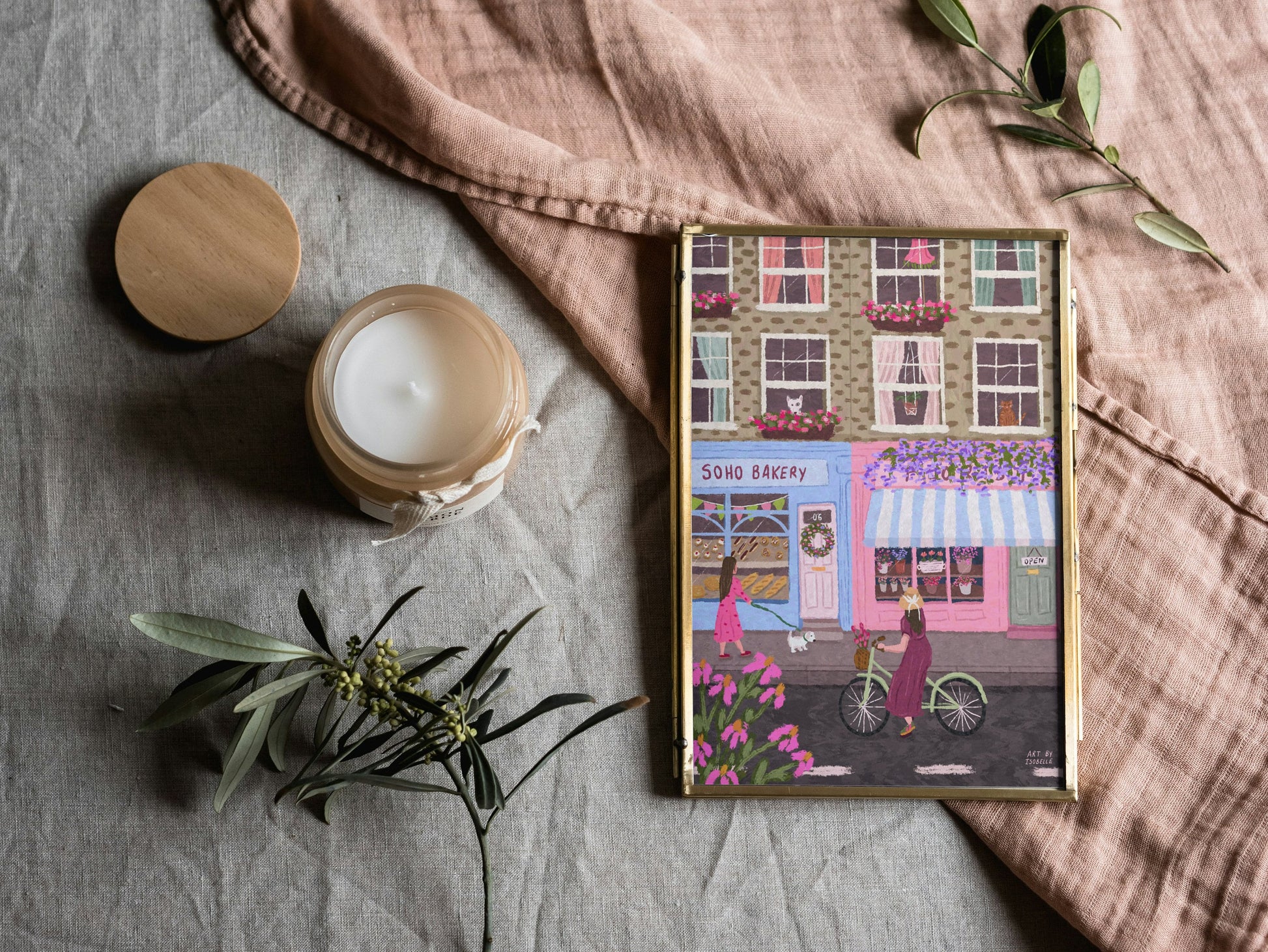 Soho Print, Soho Street Art Print, Bakery Print, Florsit Print, Spring Wall Art, Floral Art, Soho London Poster, Illustration, Pink Art