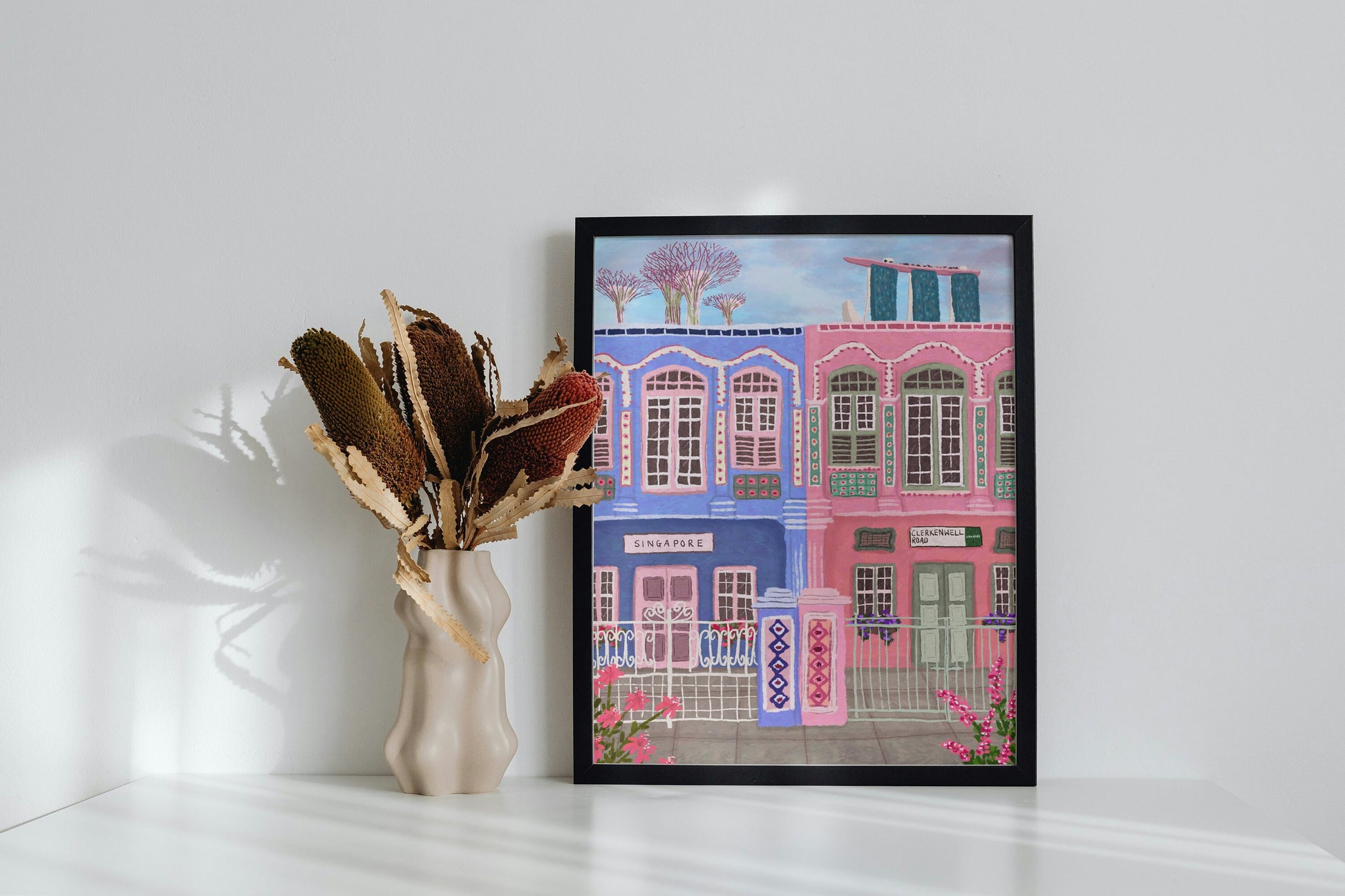 Singapore, Peranakan Houses, Singapore Print, Super Trees, Marina Bay, Travel Prints, City Poster, Housewarming gift, Wall Art