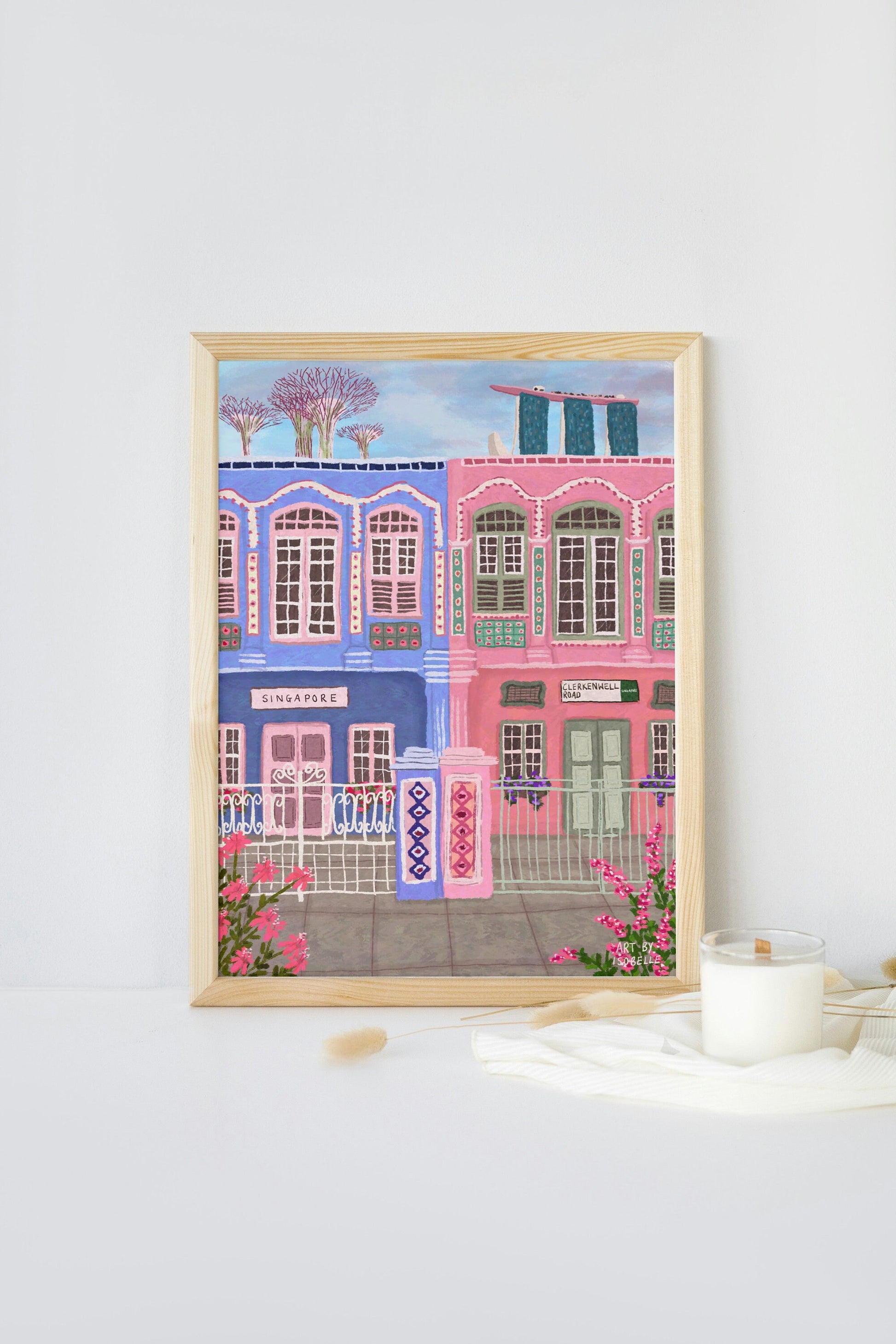 Singapore, Peranakan Houses, Singapore Print, Super Trees, Marina Bay, Travel Prints, City Poster, Housewarming gift, Wall Art