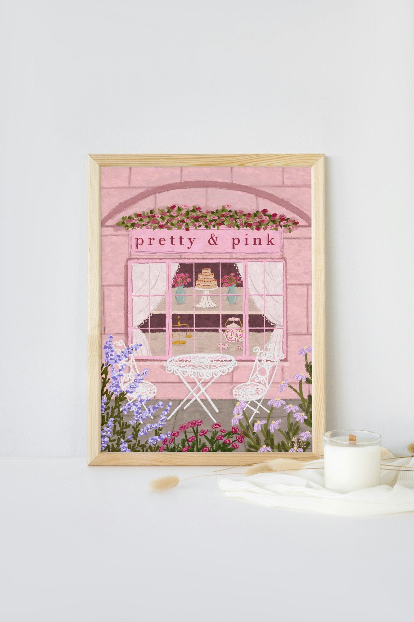 Pretty & Pink Café, Coffee Shop Print, Café Print, Coffee poster, Pink Wall Art, Cafe Wall Art, Coffee gift, Kitchen Wall Art, Feminine Art