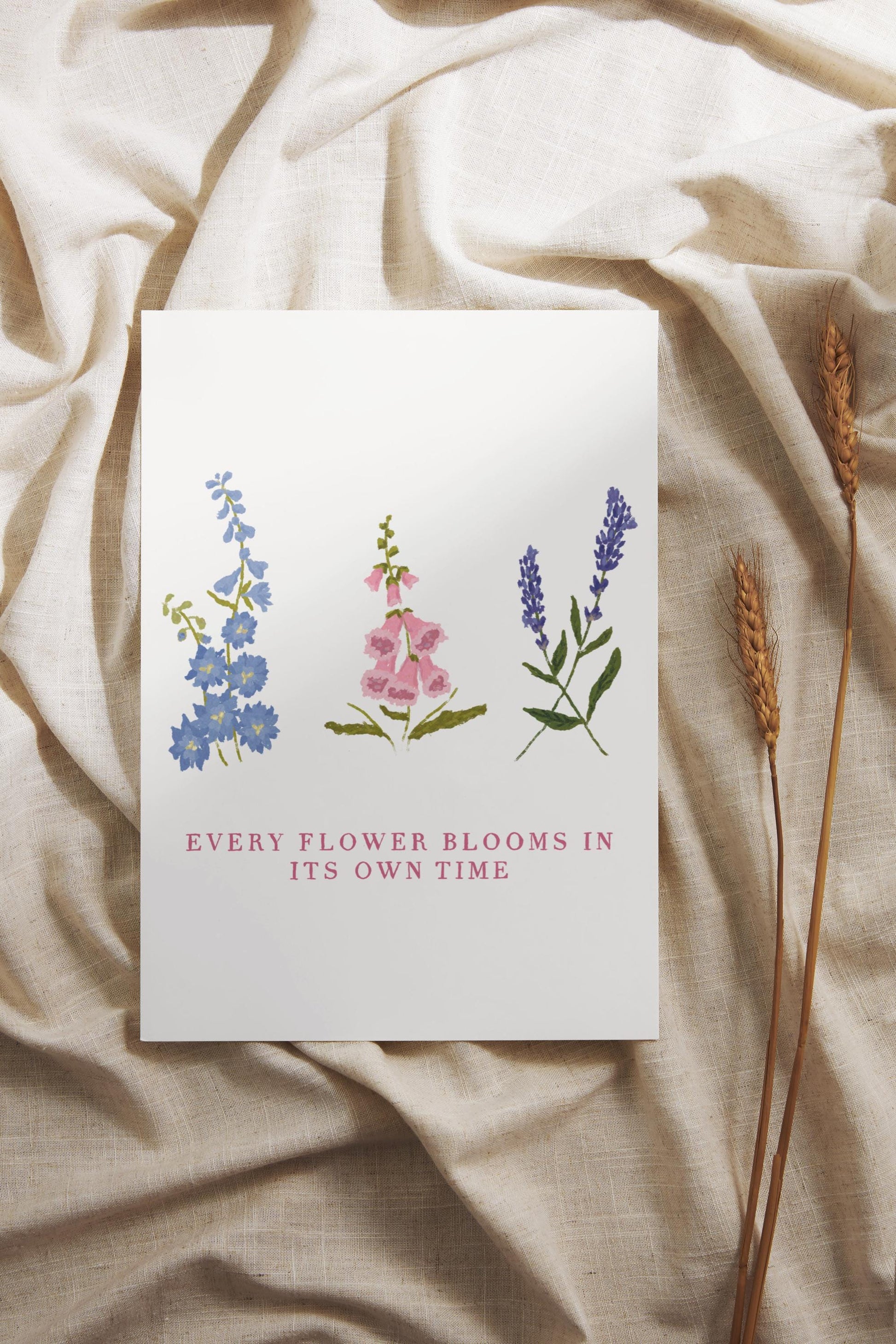 Every Flower Blooms In Its Own Time Quote, Flower Quote Print, Quote Print, Flower Print, Positive Quote Print, Flower Art, Affirmation