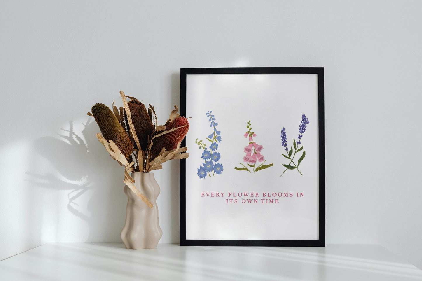 Every Flower Blooms In Its Own Time Quote, Flower Quote Print, Quote Print, Flower Print, Positive Quote Print, Flower Art, Affirmation