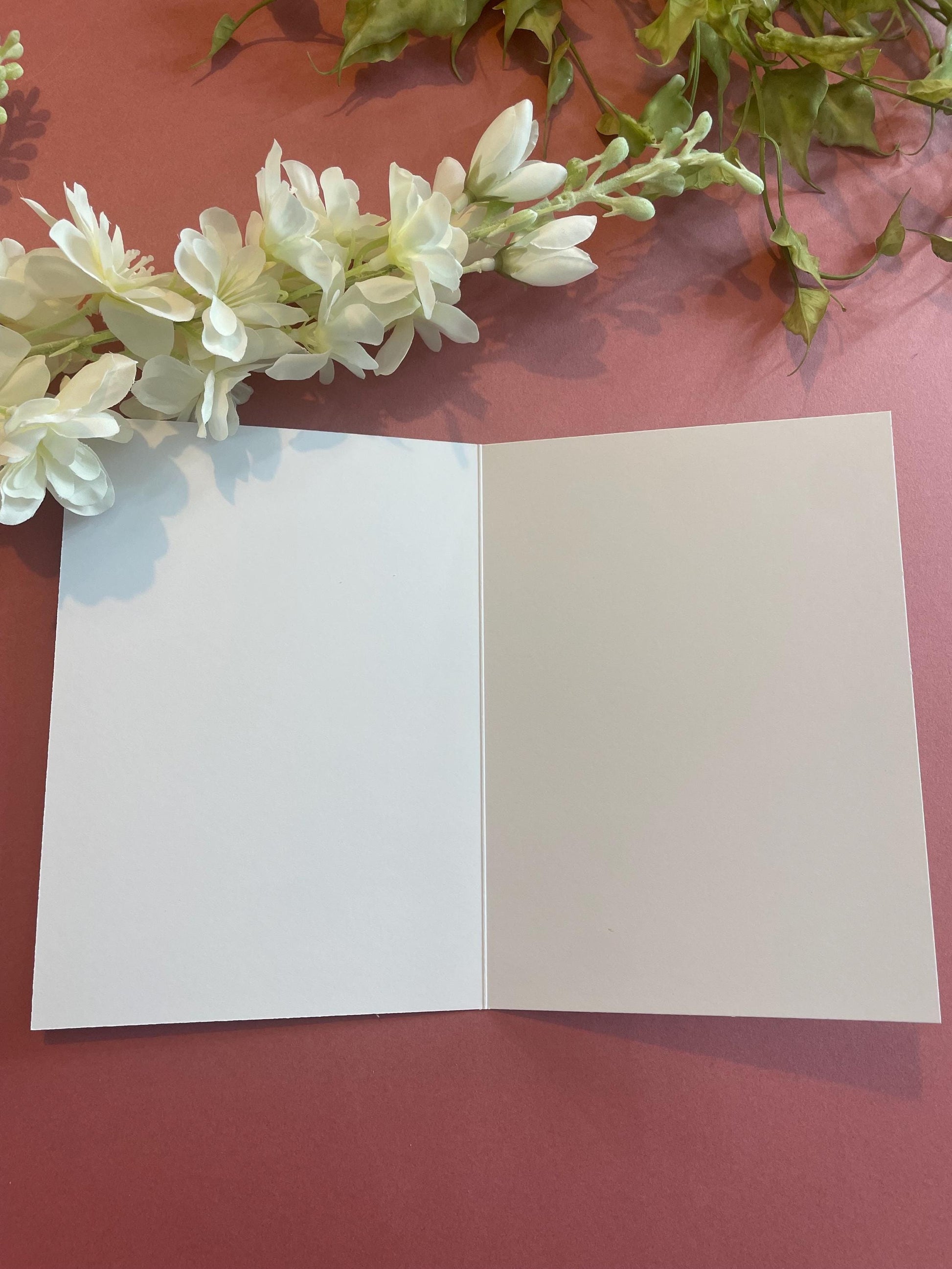 Christmas Card Pack Of 10, Twin Pack, Book Shop Card 5x7inch, Xmas Card, Pink Christmas Greeting Card, Christmas Tree Card, Book Lover Card