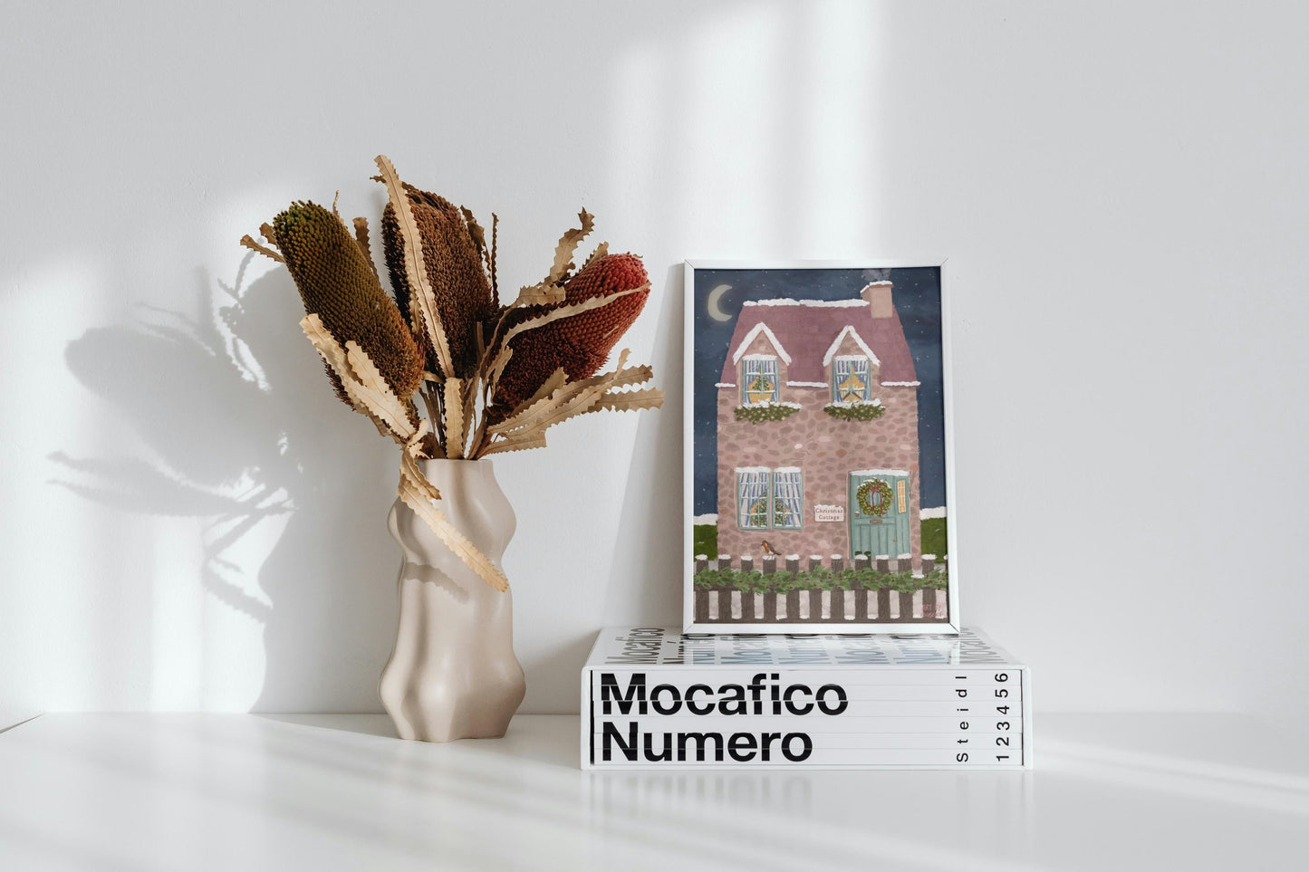 Christmas Cottage Garden Print, Cottagecore Print, English Cottage, Christmas Print, Winter Print, Cosy Home Decor, Whimsical Art