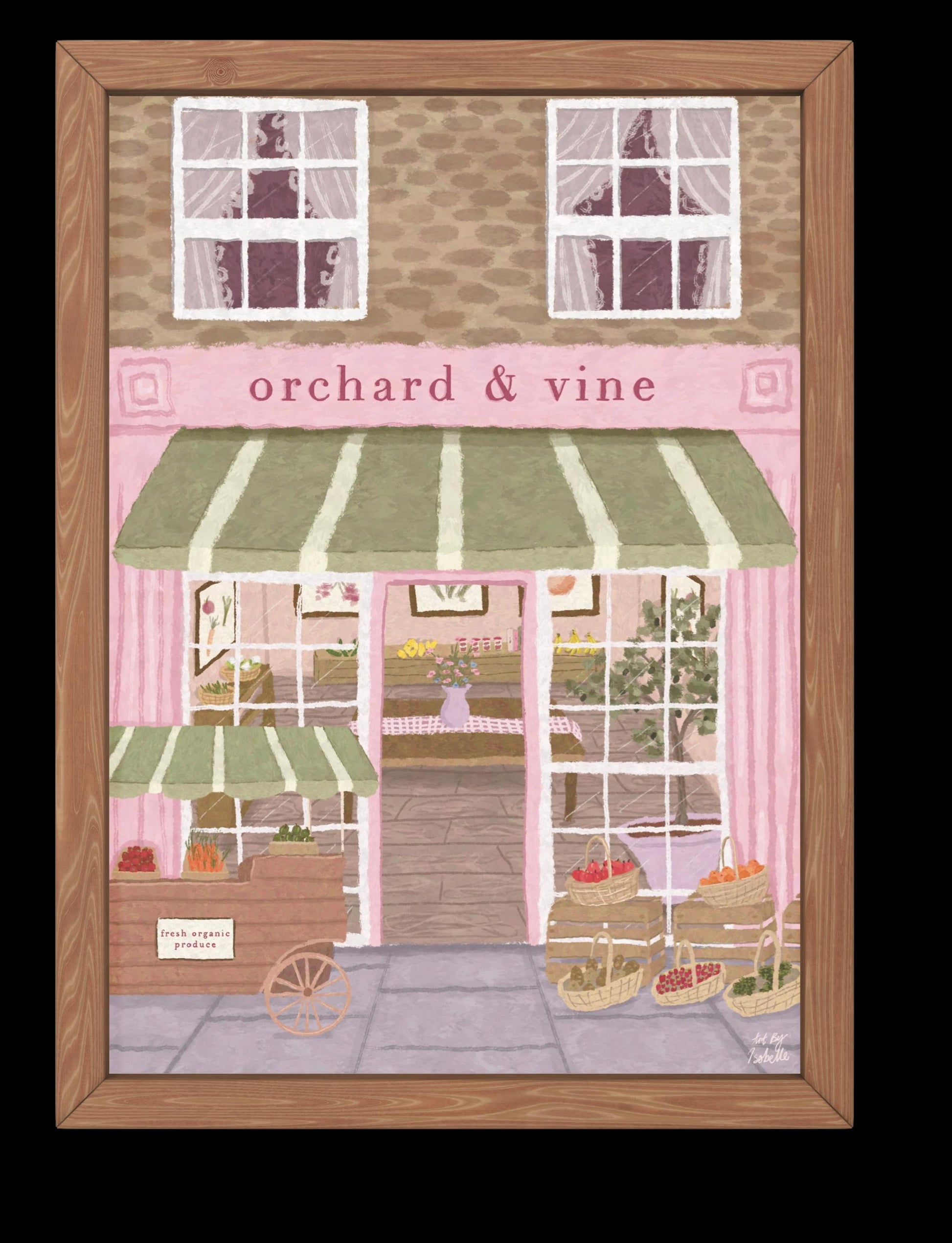 Fruit and Veg Store Print, Kitchen art, Kitchen print, Shopfront art print, Food wall art, Kitchen Wall art, Pink Art, Food Prints