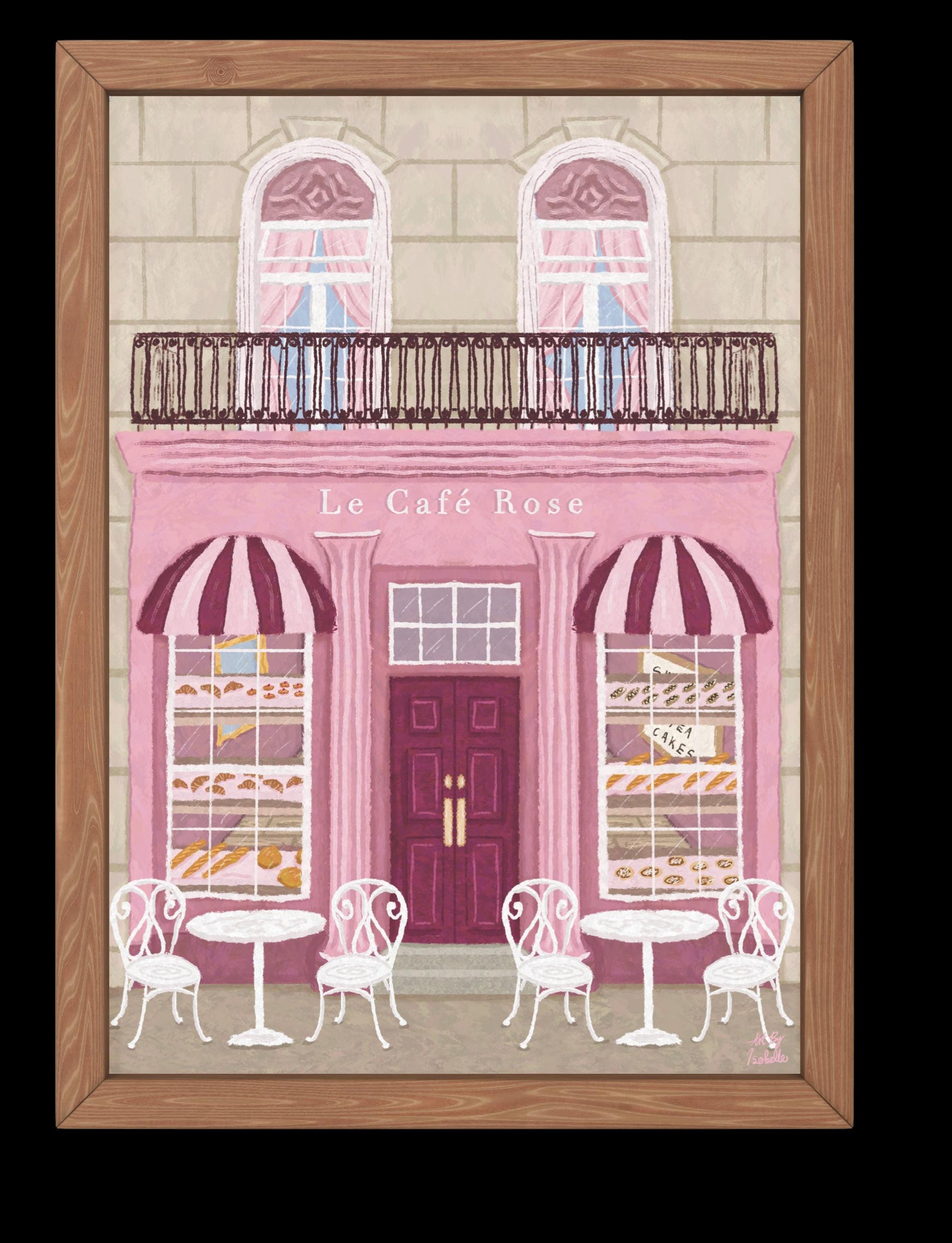 Parisian Café, French Café Print, Café Print, Bakery poster, Pink Wall Art, French Art, France, Cafe Wall Art, Coffee gift, Kitchen Wall Art