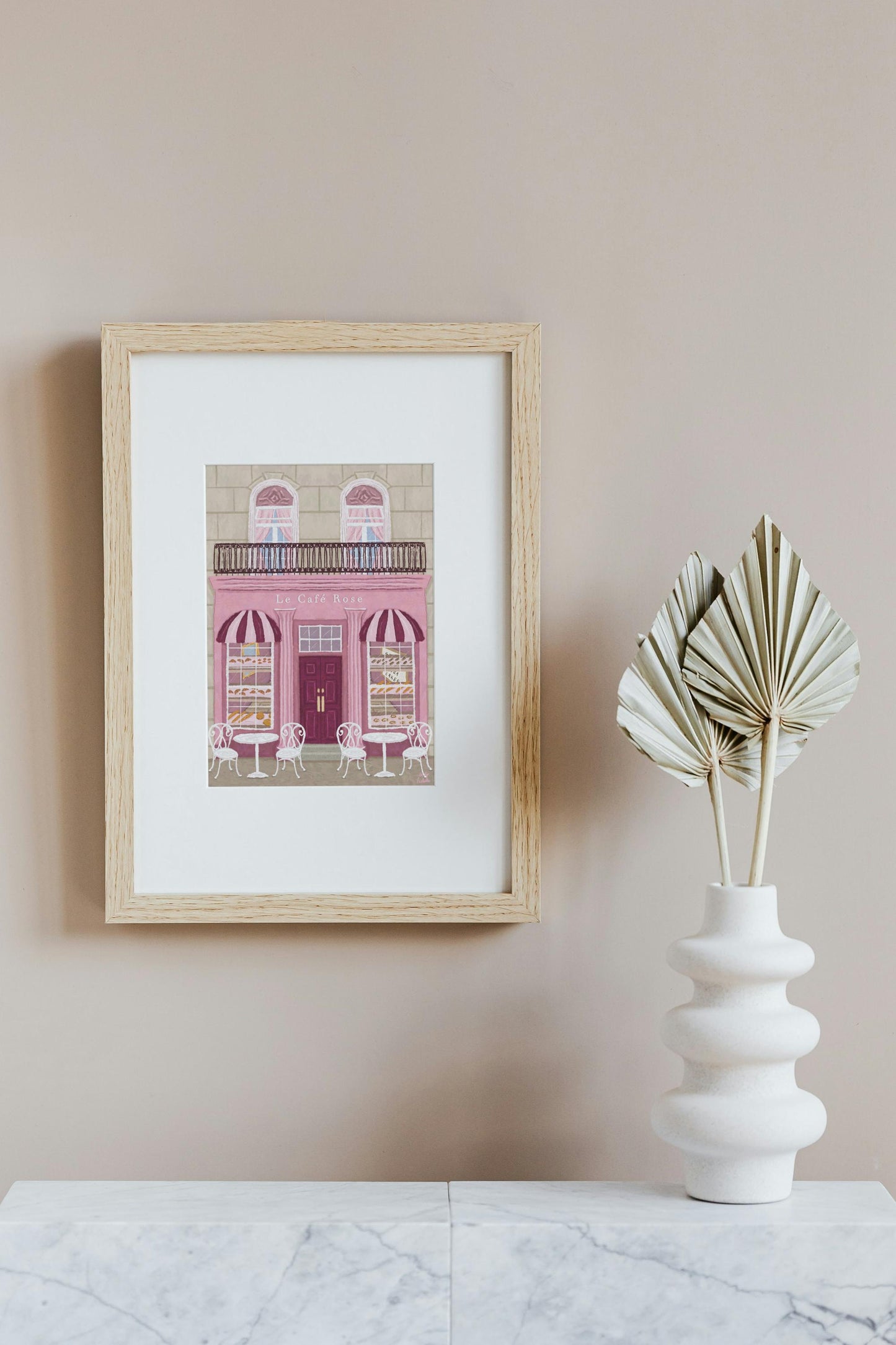 Parisian Café, French Café Print, Café Print, Bakery poster, Pink Wall Art, French Art, France, Cafe Wall Art, Coffee gift, Kitchen Wall Art