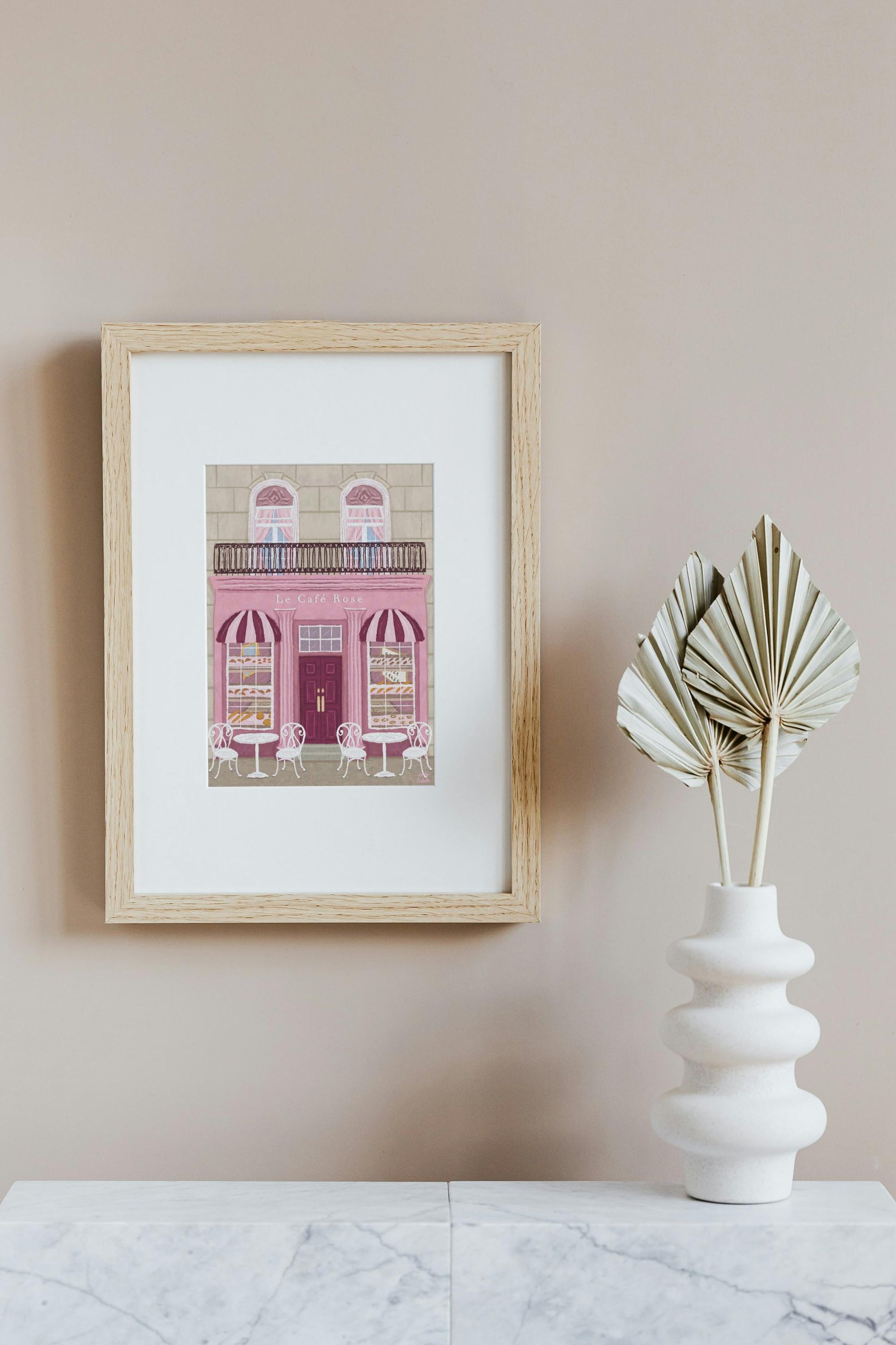 Parisian Café, French Café Print, Café Print, Bakery poster, Pink Wall Art, French Art, France, Cafe Wall Art, Coffee gift, Kitchen Wall Art