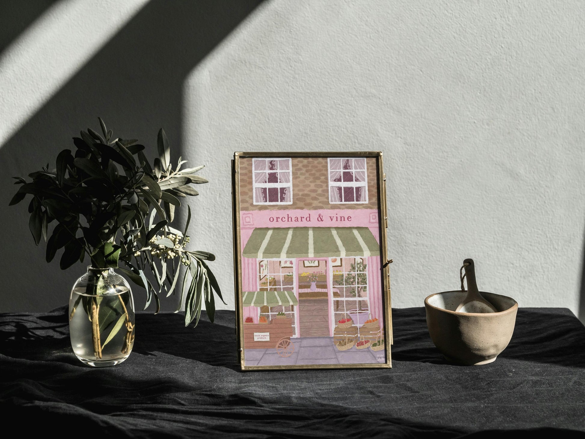 Fruit and Veg Store Print, Kitchen art, Kitchen print, Shopfront art print, Food wall art, Kitchen Wall art, Pink Art, Food Prints