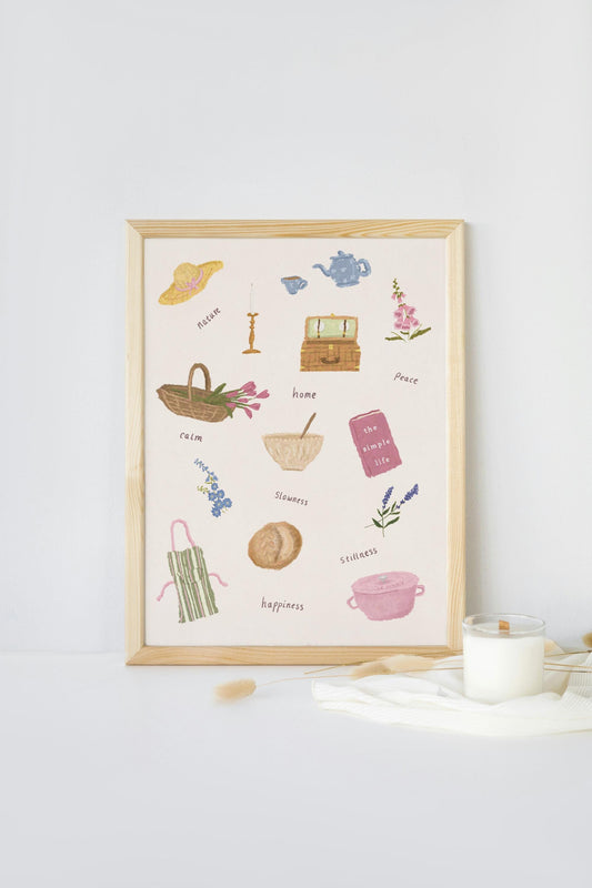 Cottagecore Print, Wellness Print, Slow Life, Garden Print, Baking Print, Cosy Home Decor, Whimsical Art, Favourites Print, Hobbies Print