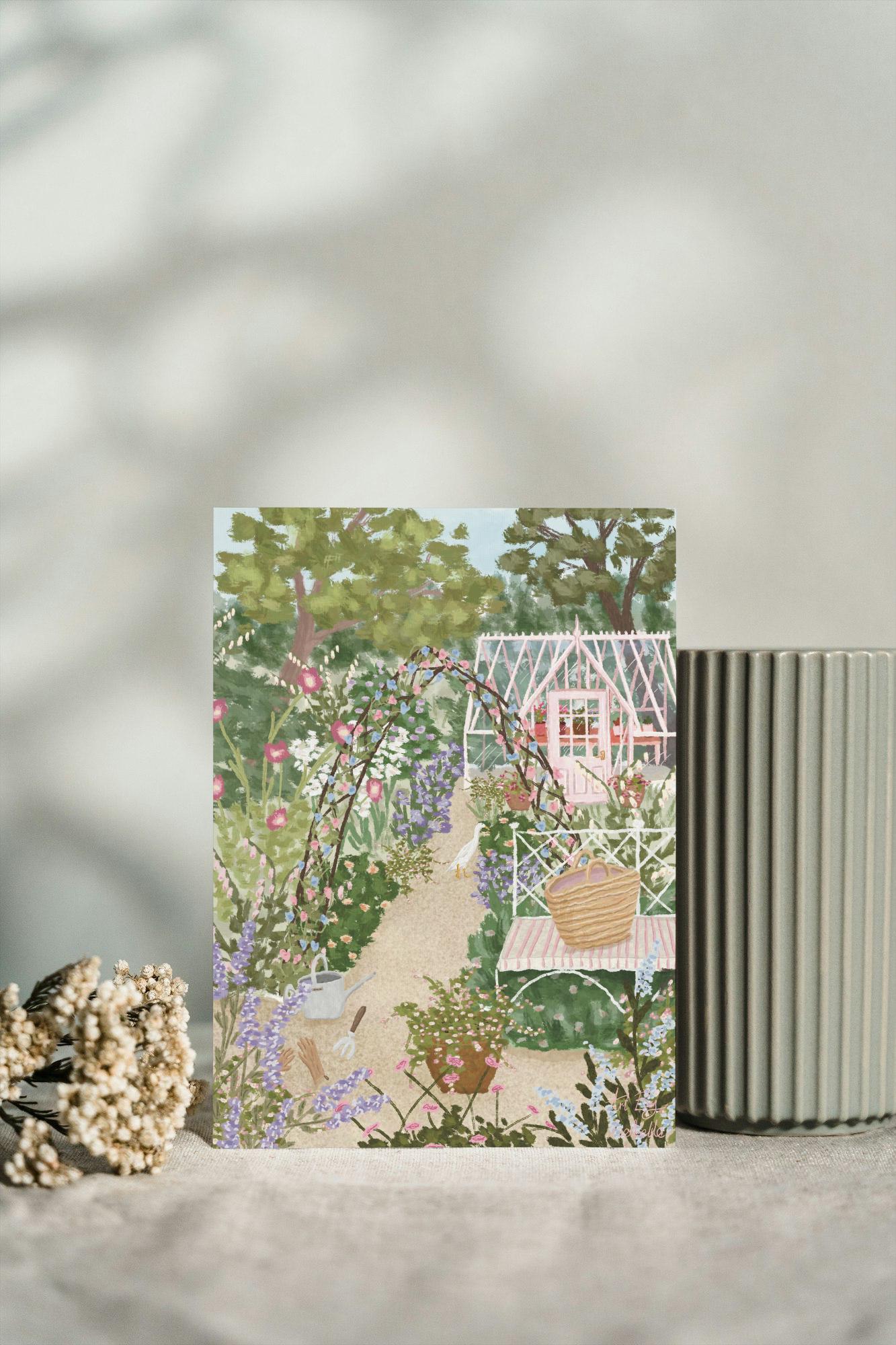 Cottage Garden Greeting Card, Garden Card, Gardener Card, Floral Card, Wildlife Card, Summer Garden Card, Birthday Card, Blank Card