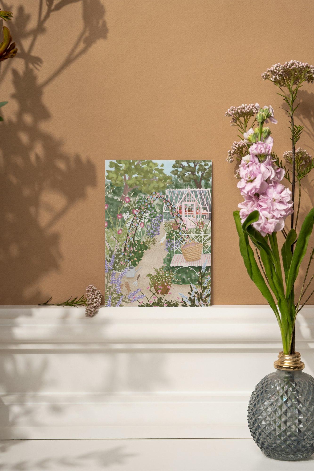 Cottage Garden Greeting Card, Garden Card, Gardener Card, Floral Card, Wildlife Card, Summer Garden Card, Birthday Card, Blank Card