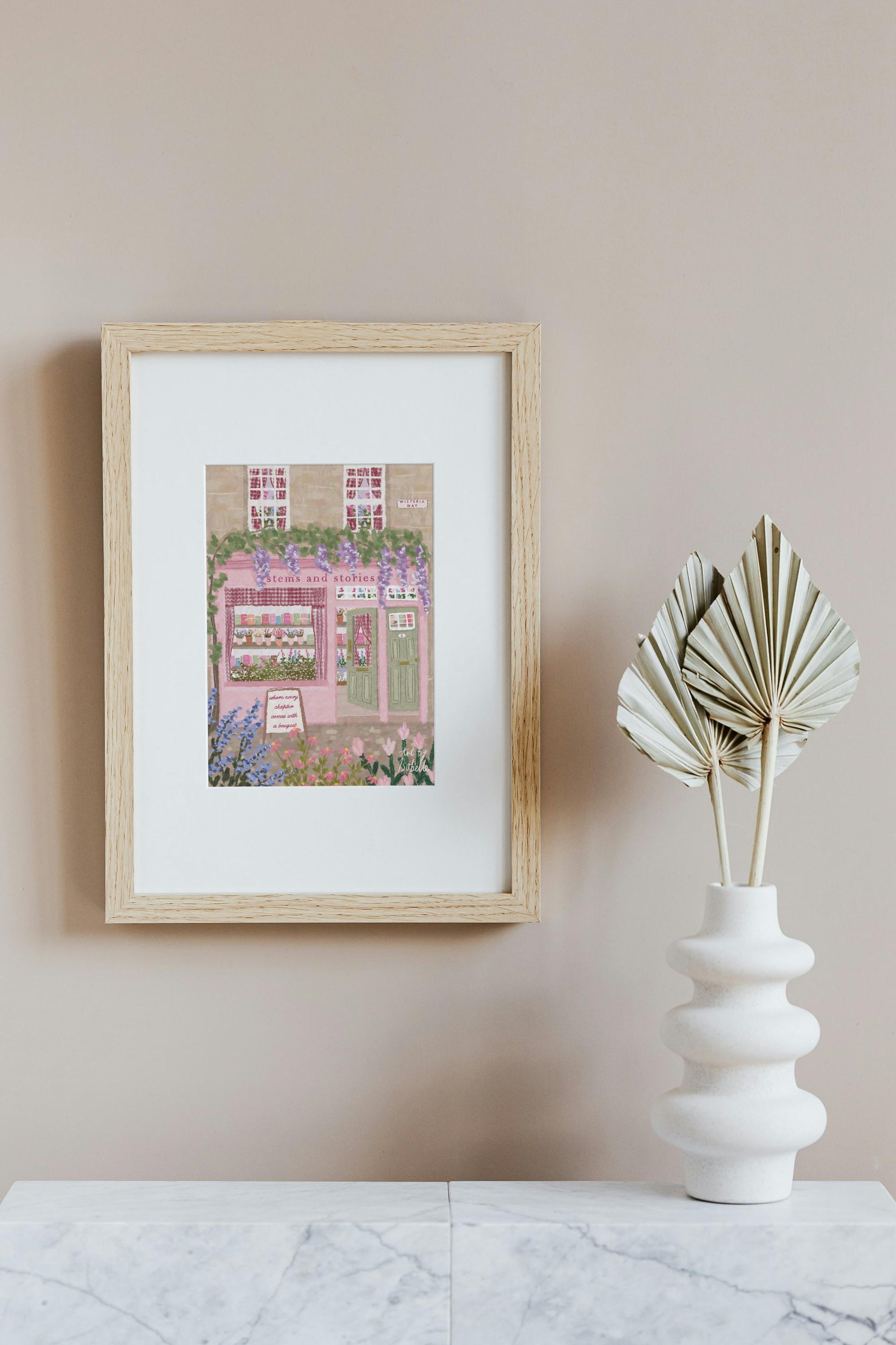 Book & Flower Shop Art Print, Bookshop art, Book art print, Bookshop, Library art print, Bookworm art, Florist art print, Floral Art