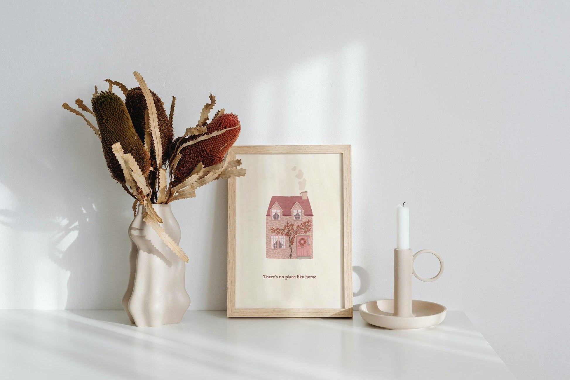 Cosy Cottage Wall Art | “There’s No Place Like Home” Print | Whimsical Home Decor