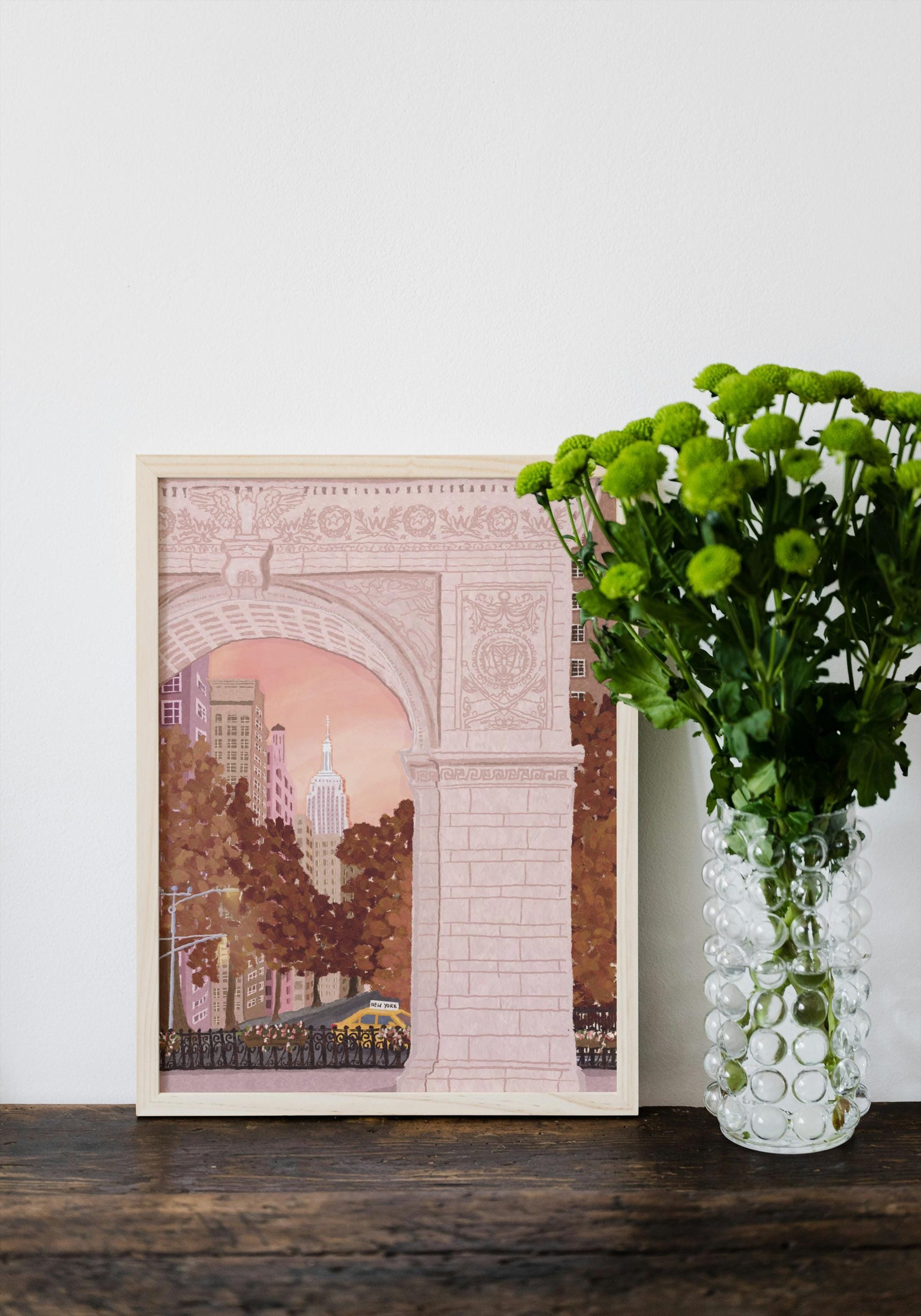 Washington Square New York Fall, New York Autumn, New York City Print, Empire State Building Print