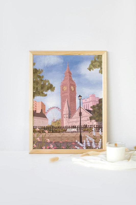 London City Print: Big Ben and London Eye