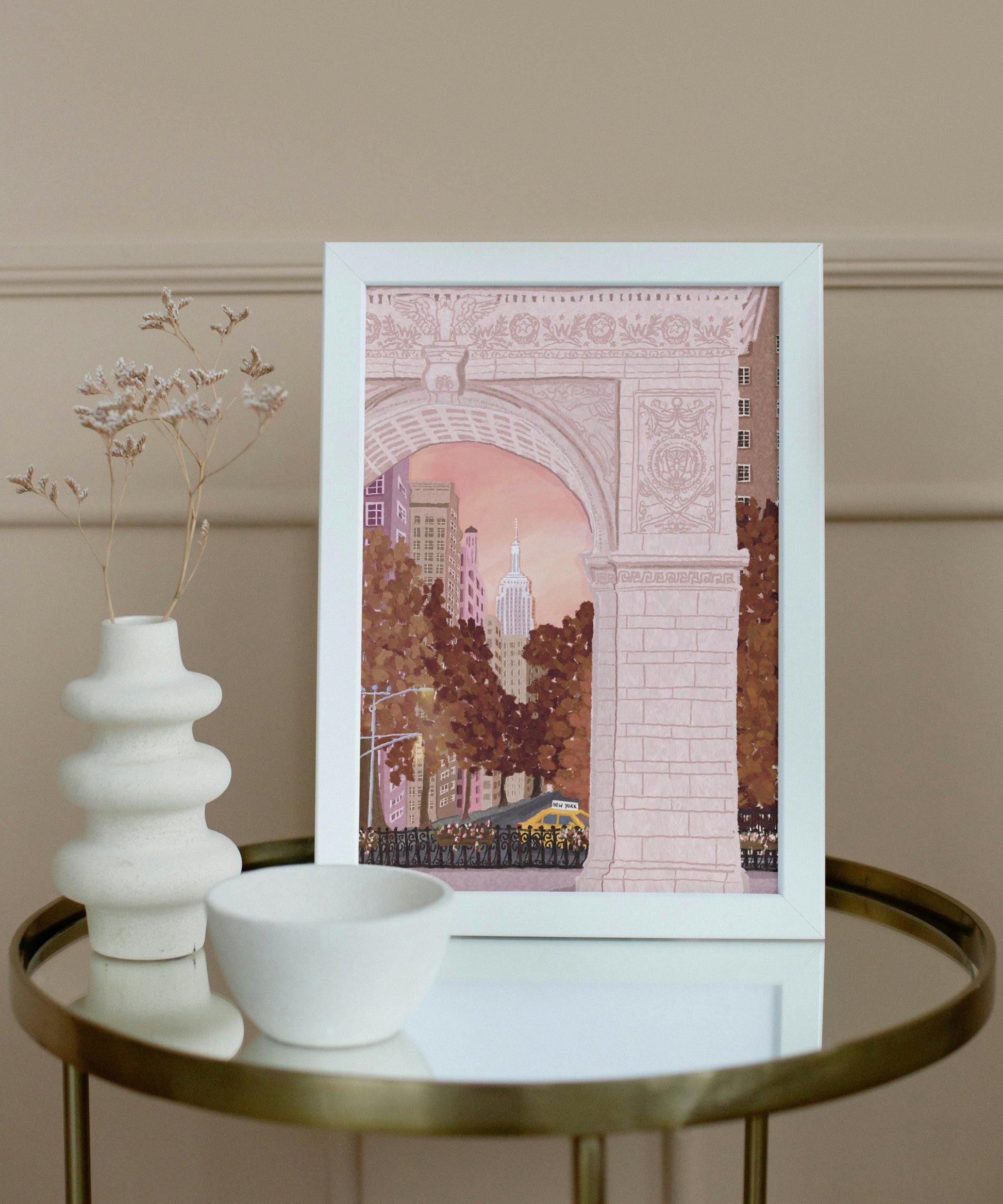 Washington Square New York Fall, New York Autumn, New York City Print, Empire State Building Print